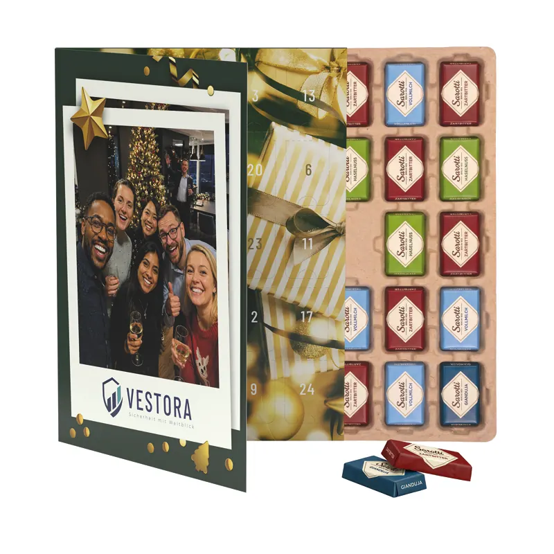 Premium Tisch Adventskalender Flip Cover Eco Hochformat Sarotti Schokotäfelchen