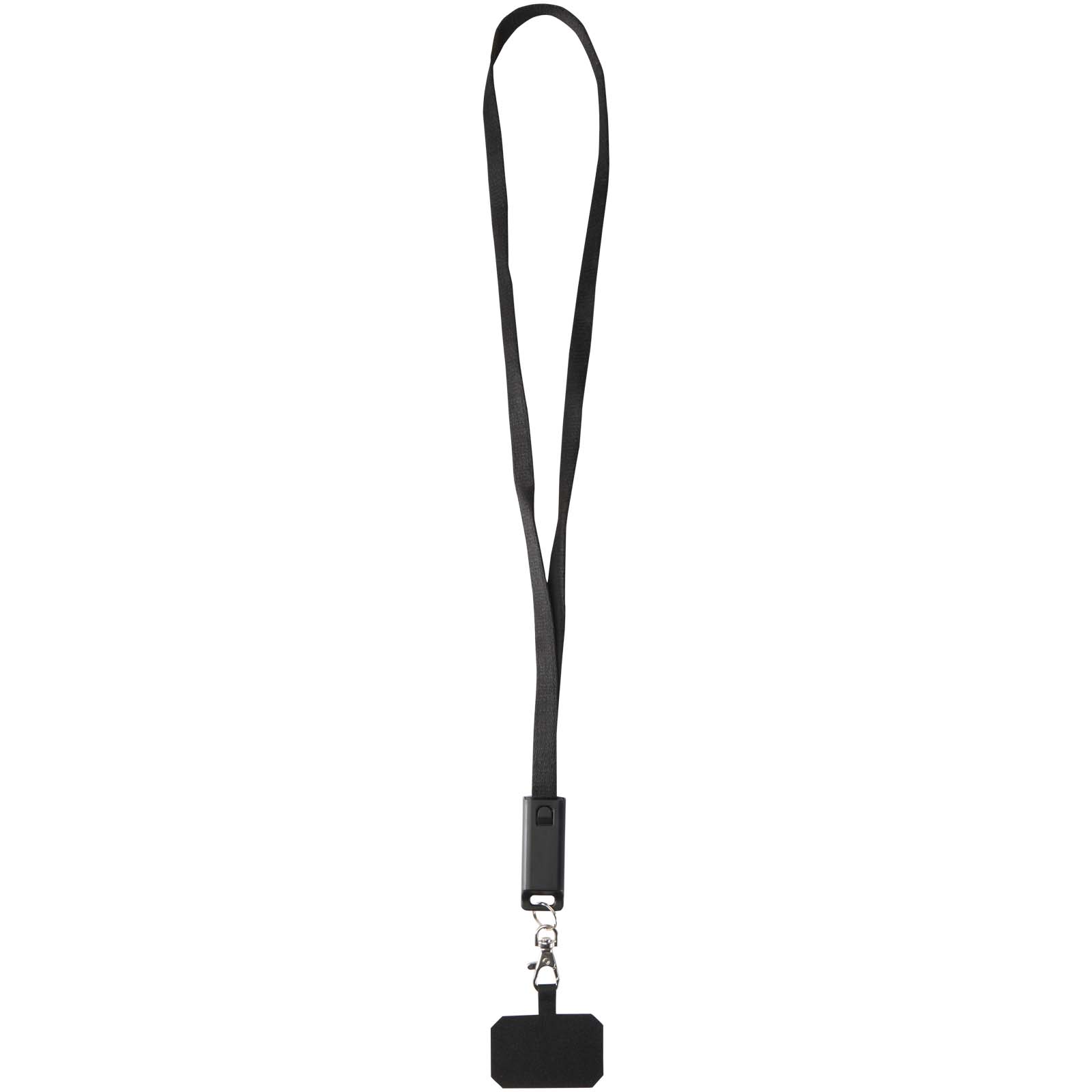 Franz 5 in 1 Lanyard Kabel aus recyceltem Kunststoff für Smartphones mit integrierter Datensynchronisierung und 65 W Schnelll schwarz