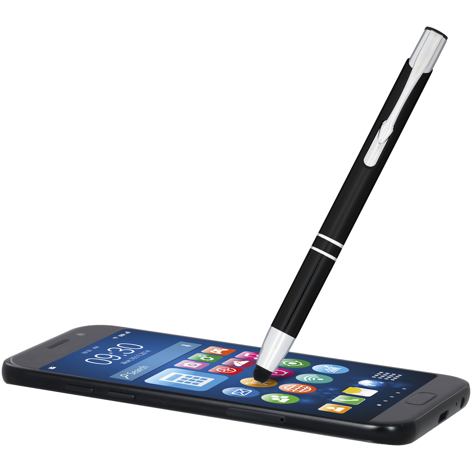 Moneta Kugelschreiber mit Metall Touchpen (blaue Mine) schwarz