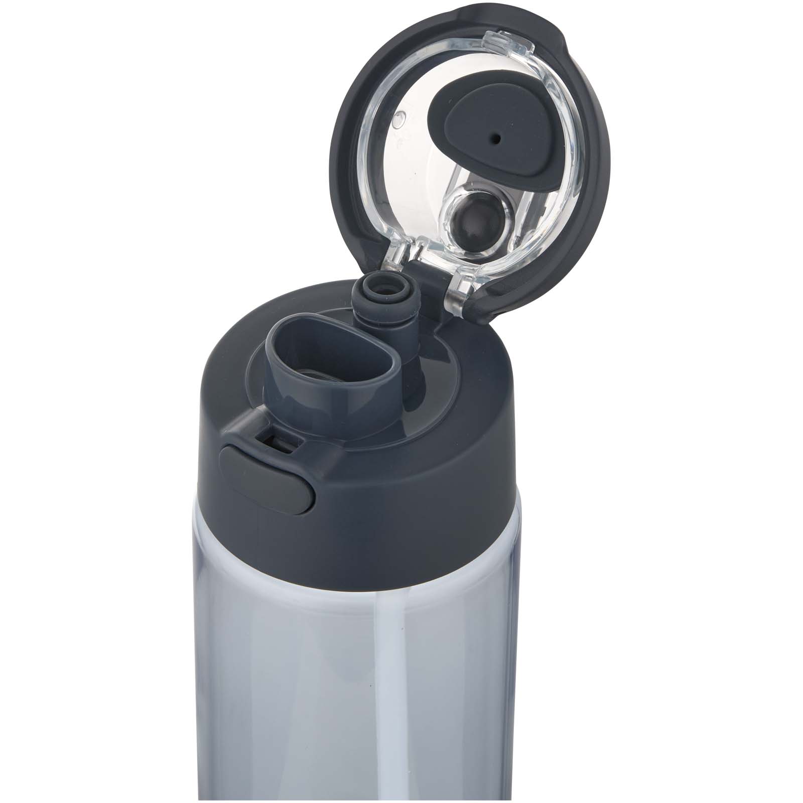 Theron 700 ml RCS Trinkflasche aus recyceltem Kunststoff mit Multifunktionsdeckel und Klappstrohhalm hale blau