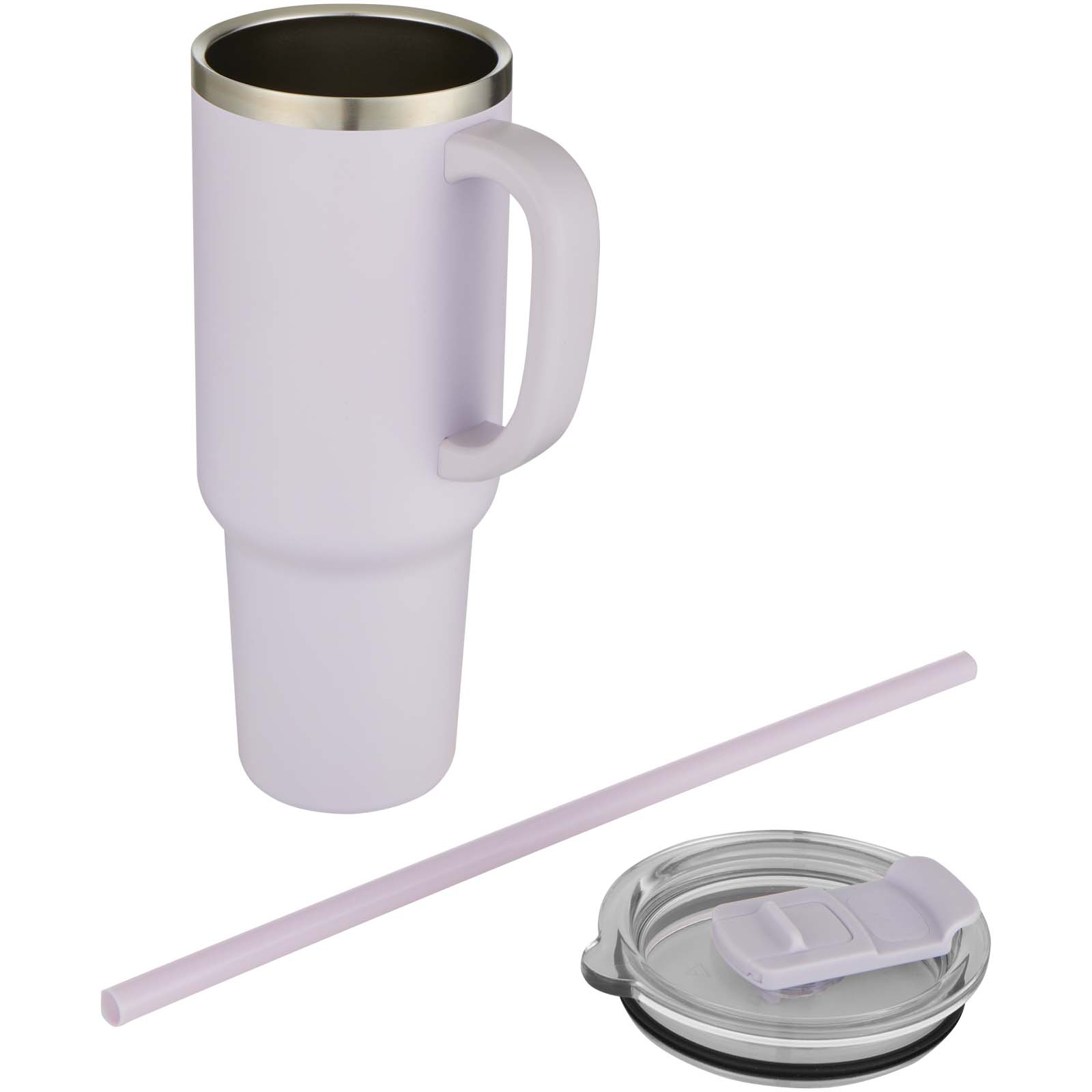 Sydney 1200 ml doppelwandiger RCS-zertifizierter Kupfer-Vakuum Isolierbecher mit Strohhalm fliederfarben