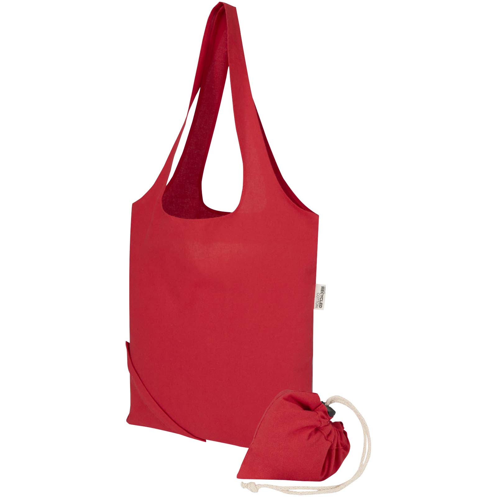 Madras Blend 140 g/m², GRS-zertifizierte, faltbare Baumwoll Tragetasche, 7 l rot