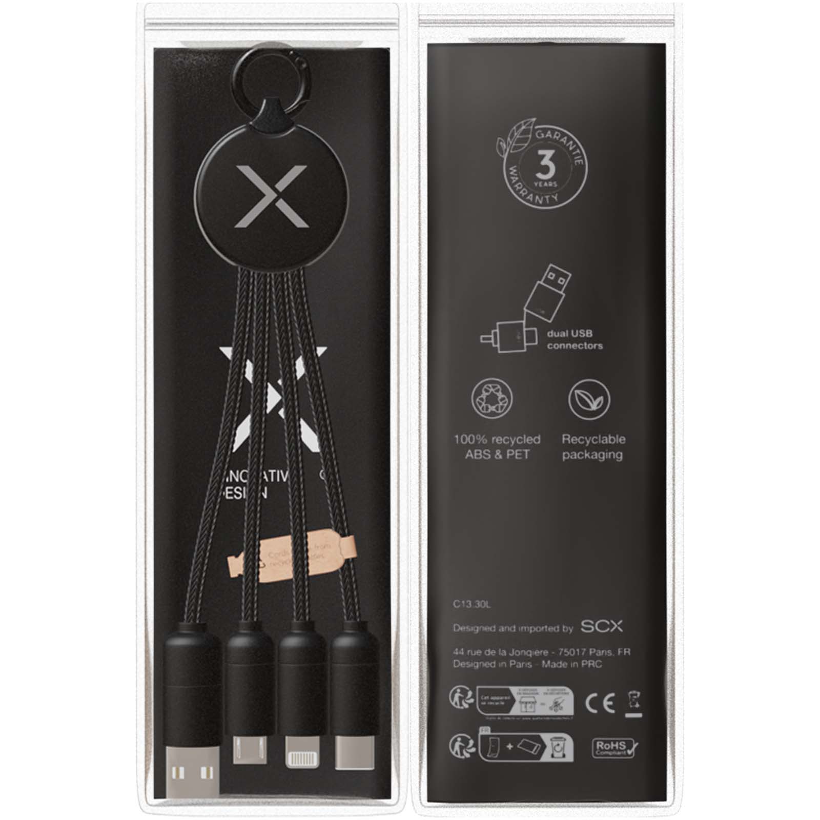 SCX.design C14 20W 5-in-1 Ladekabel schwarz