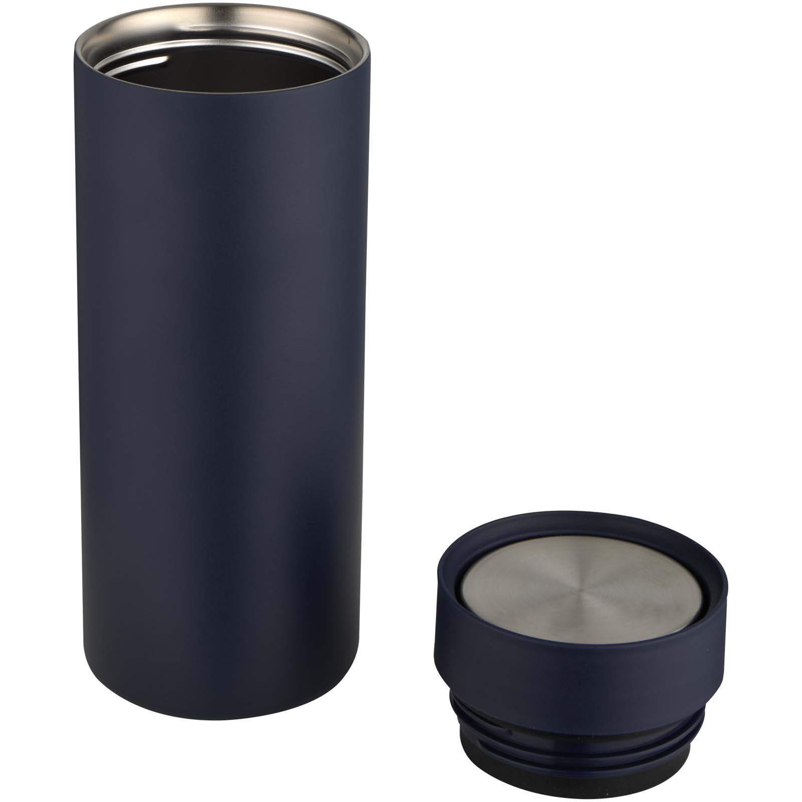 Illuminate 650 ml RCS-zertifizierte doppelwandige Trinkflasche aus recyceltem Edelstahl mit 3-teiligem Deckelset navy