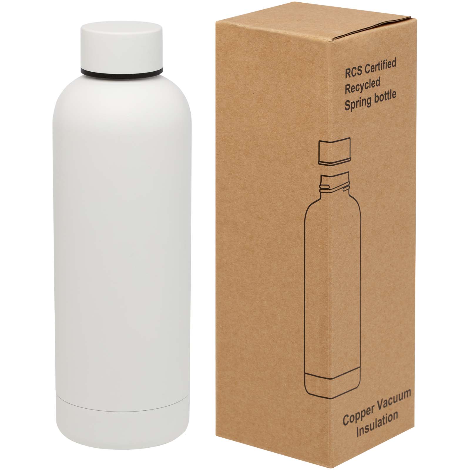 Spring 500 ml RCS-zertifizierte Kupfer-Vakuum Isolierflasche aus recyceltem Edelstahl weiss