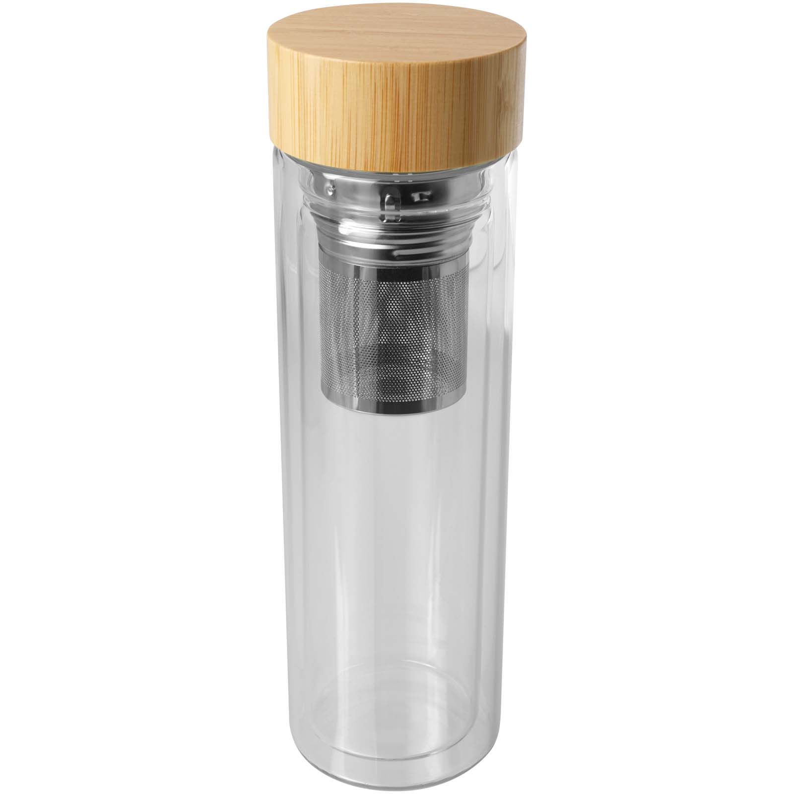 Bailey 400 ml Flasche aus Borosilikatglas mit Infuser und Bambusdeckel transparent klar