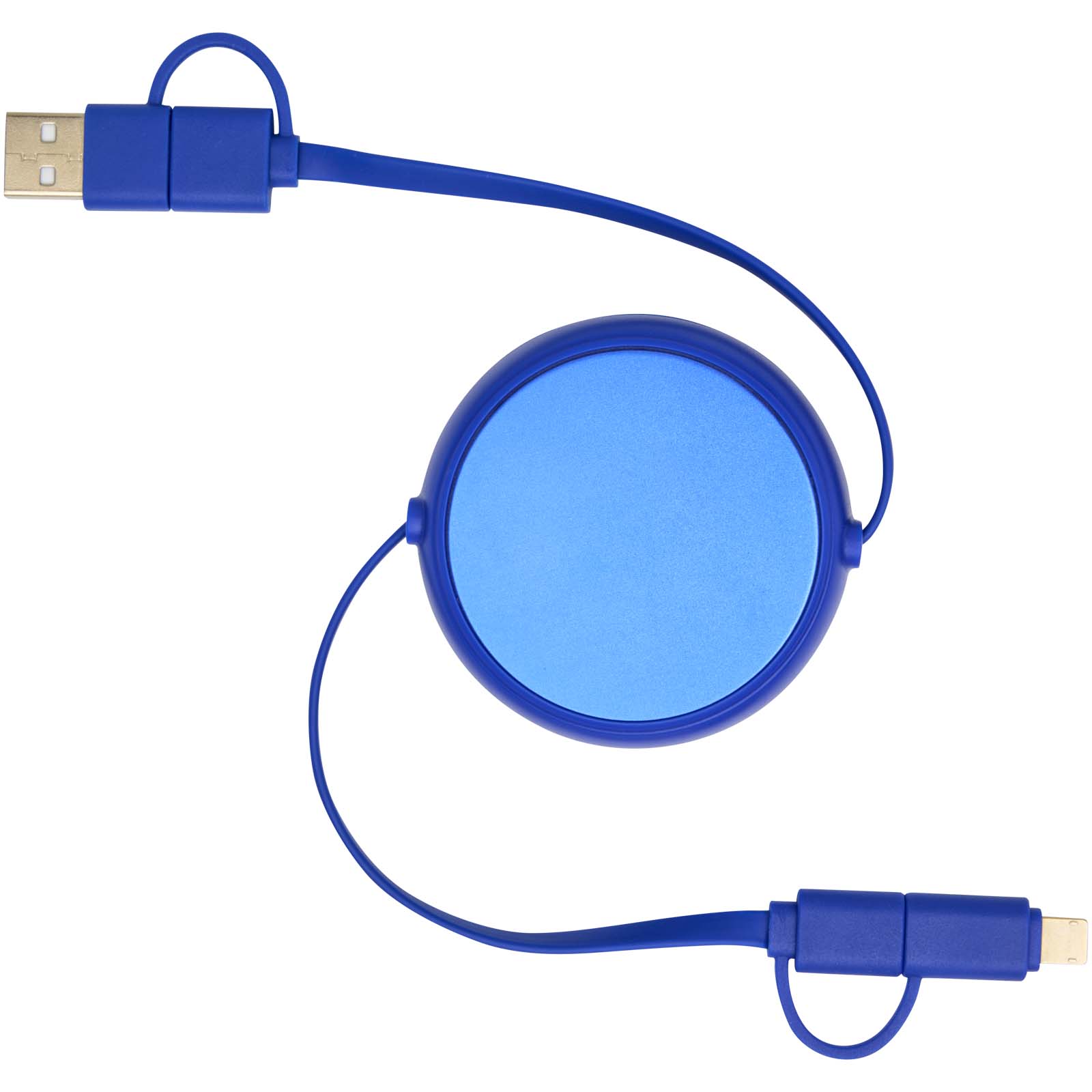 Alasia 100 cm 5-in-1 Kabel aus recyceltem Kunststoff und Aluminium, einziehbar, für Datenübertragung und mit 45W Schnellladun royalblau