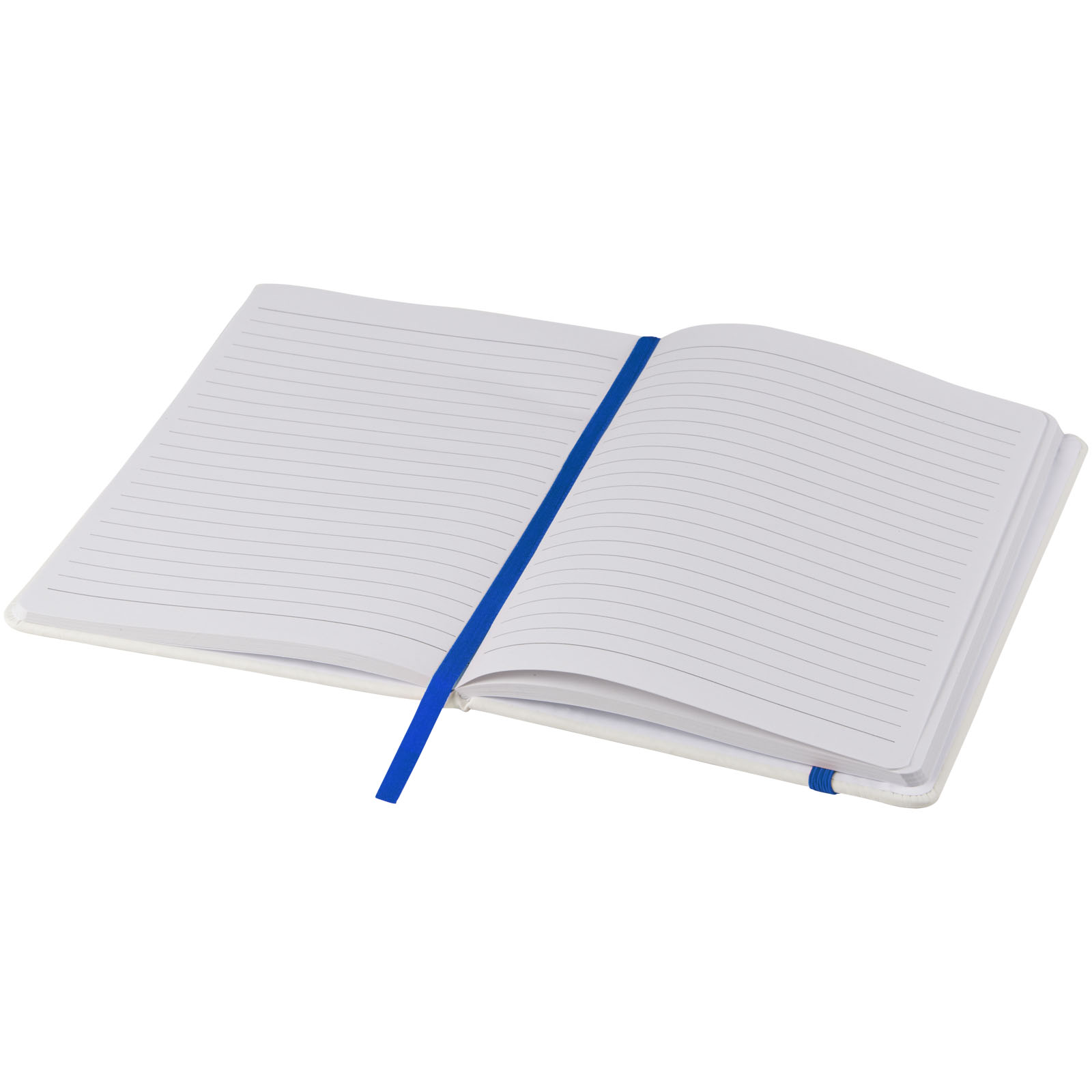 Spectrum weißes A5 Notizbuch mit farbigem Gummiband weiss, royalblau