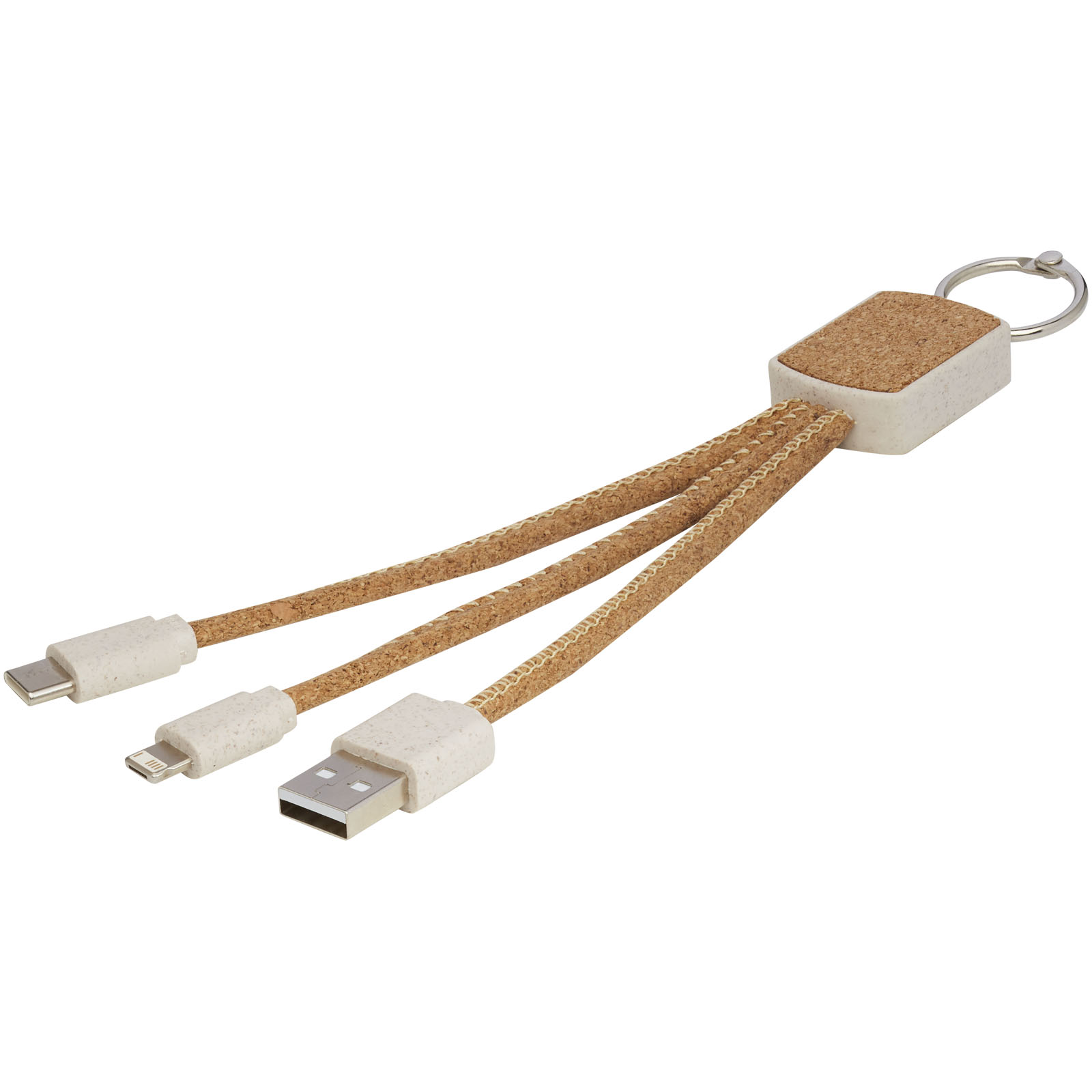 Bates Weizenstroh und Kork 3-in-1 Ladekabel natur