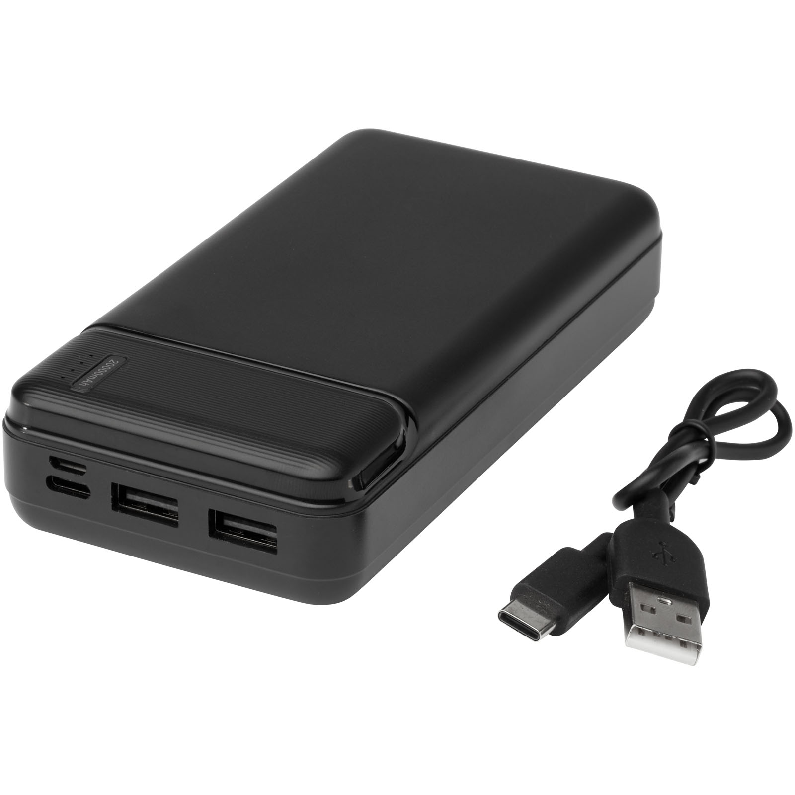 Loop 20.000 mAh Powerbank aus recyceltem Kunststoff schwarz