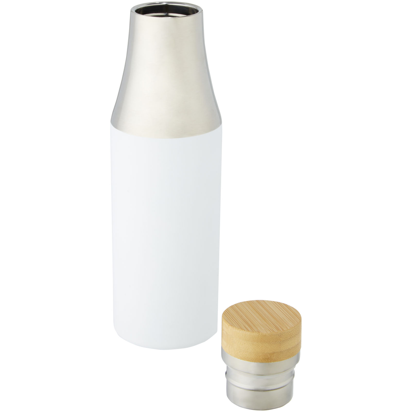 Hulan 540 ml Kupfer-Vakuum Isolierflasche mit Bambusdeckel weiss