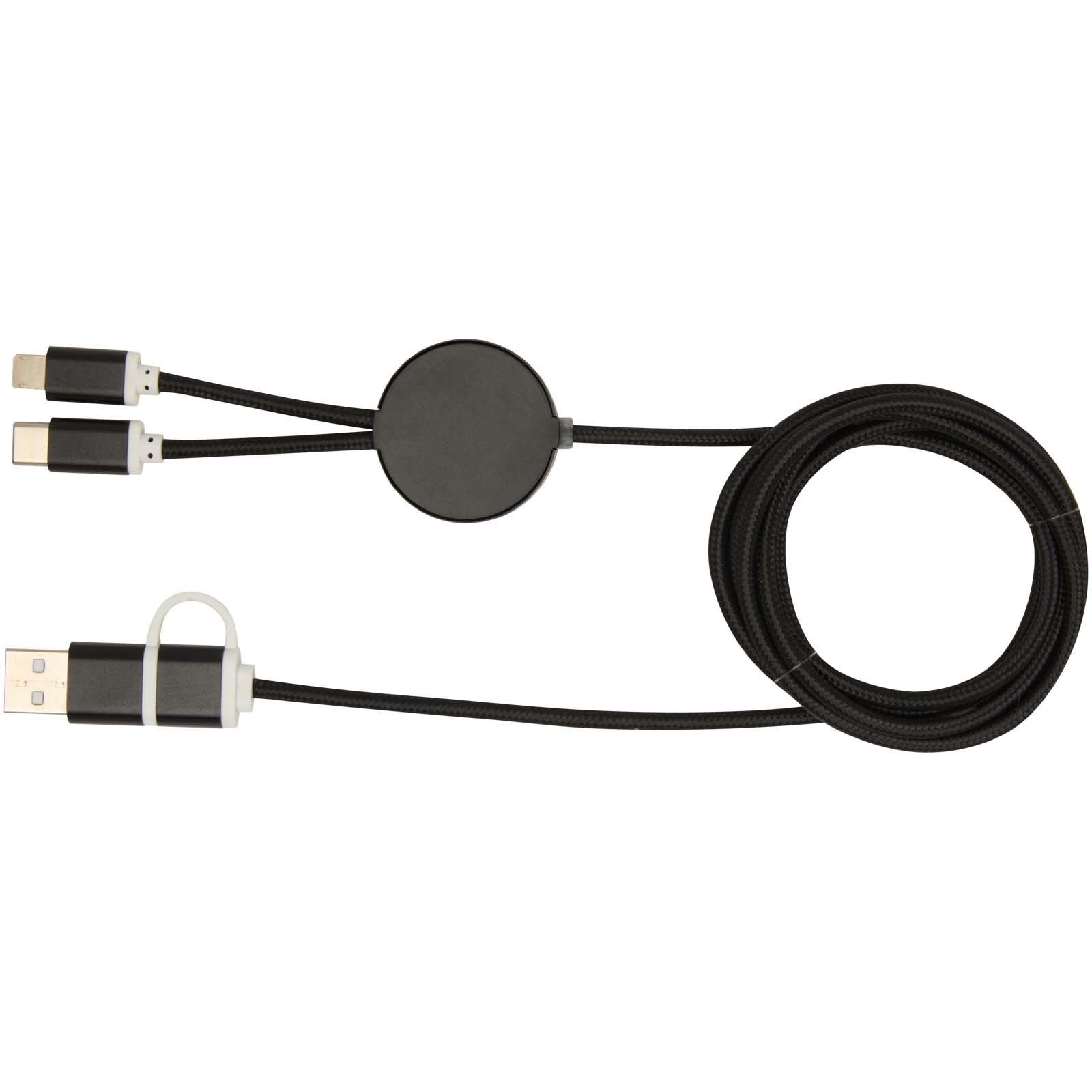 Alasia 150 cm 5-in-1 Kabel aus recyceltem Kunststoff für Datenübertragung und 27W Schnellladung schwarz