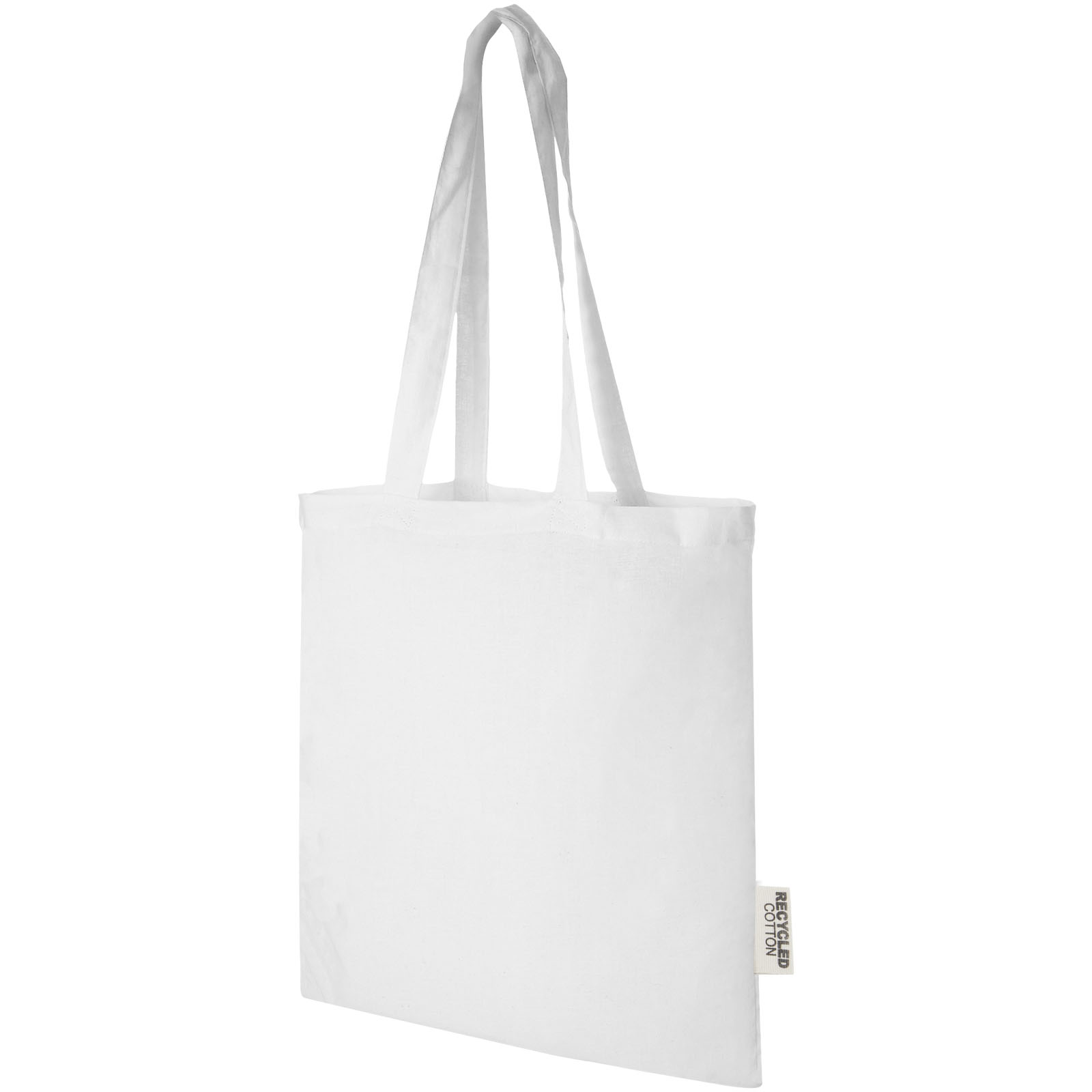 Madras 140 g/m² Baumwoll Tragetasche aus GRS recycelter Baumwolle, 7L weiss