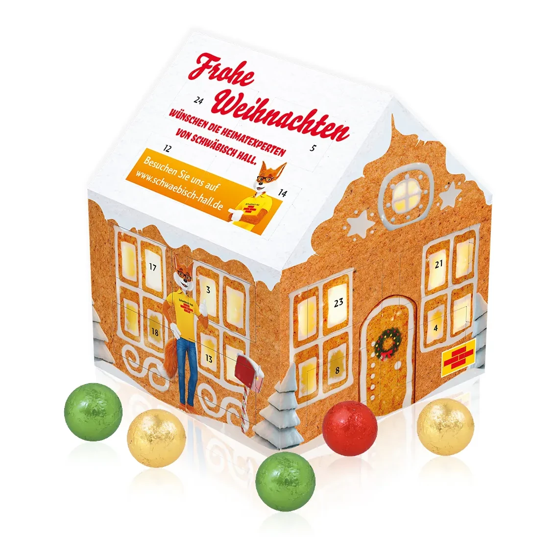 Adventskalender "Weihnachtshaus" Classic mit Fairtrade® Schokolade