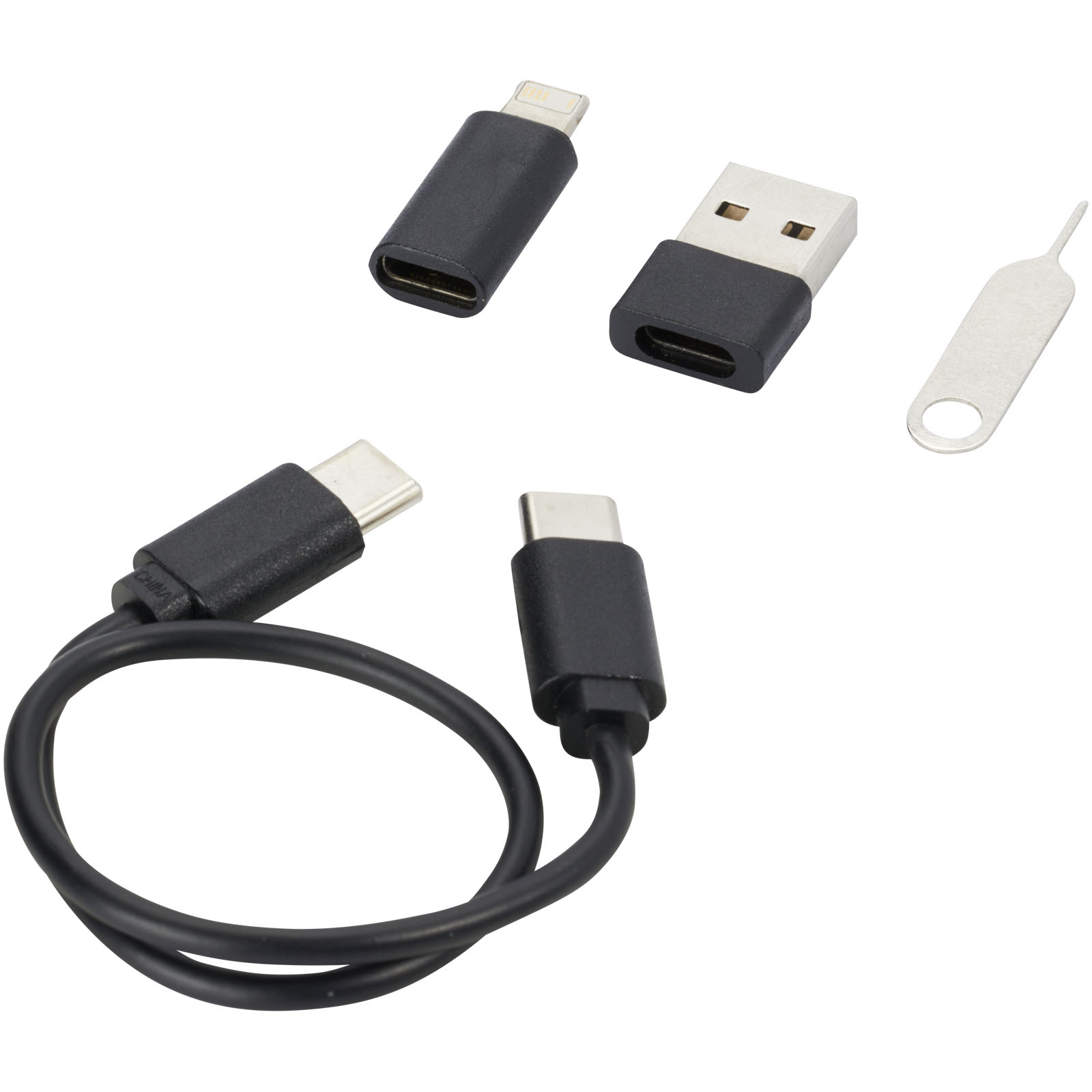 Savvy recyceltes modulares Ladekabel mit Telefonhalterung schwarz