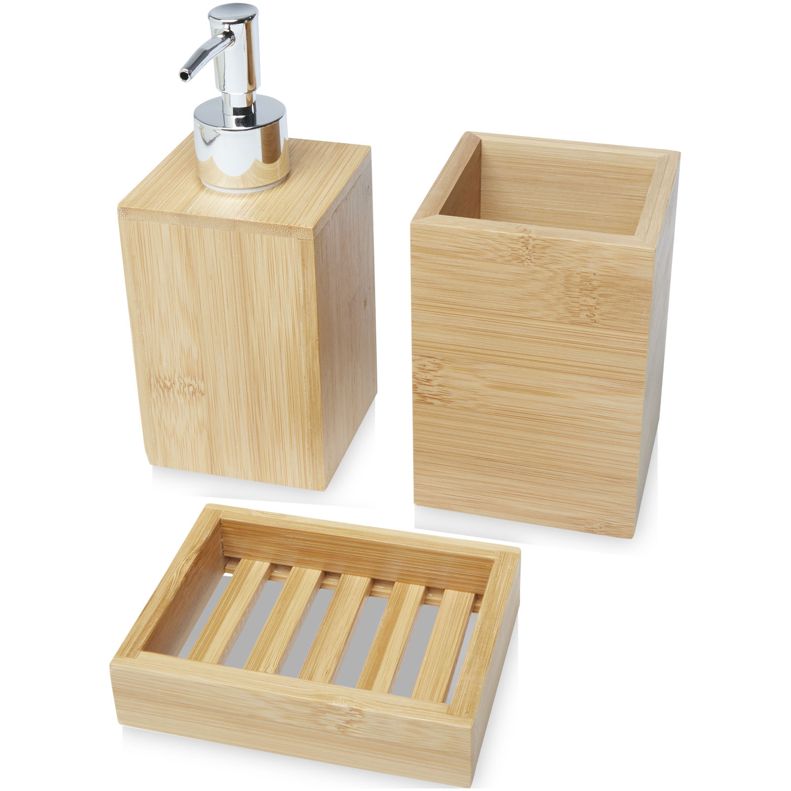 Hedon 3-teiliges Bambus Badezimmer-Set natural