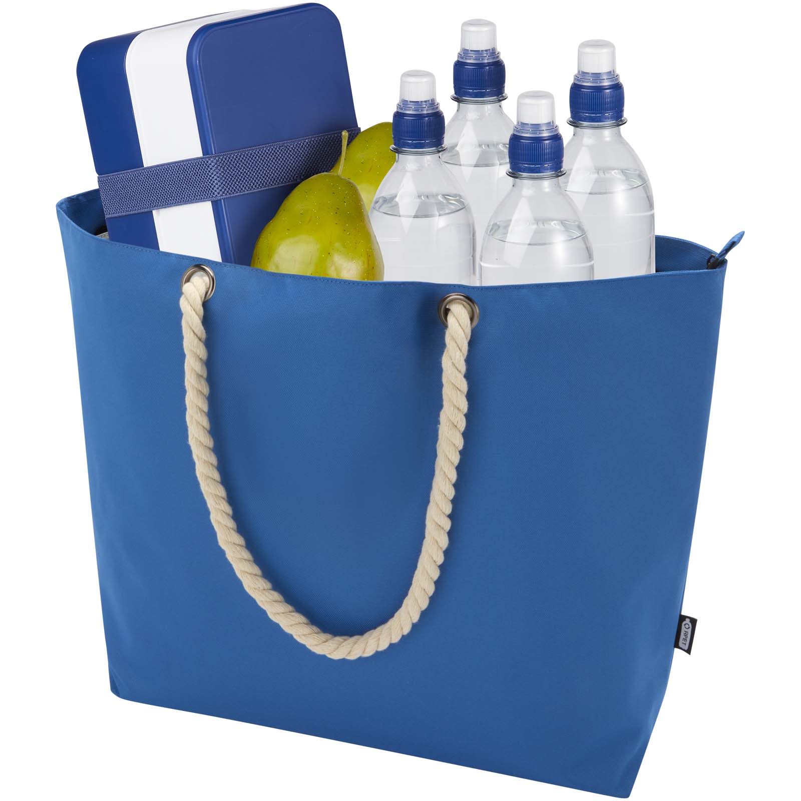 Panama Strandkühltasche mit Kordelgriffen aus recyceltem GRS-Material, 23L royalblau
