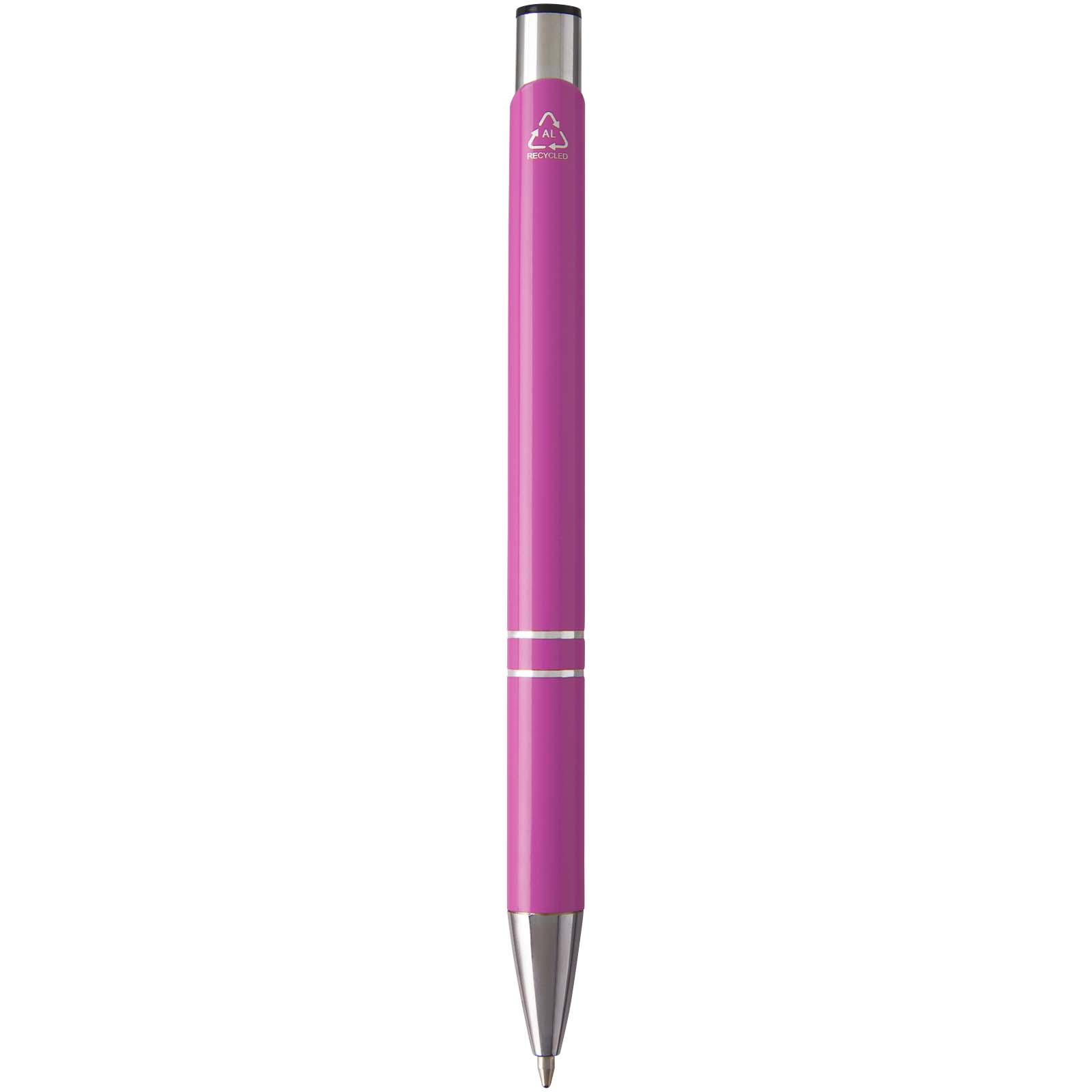 Moneta Kugelschreiber aus recyceltem Aluminium (blaue Mine) magenta
