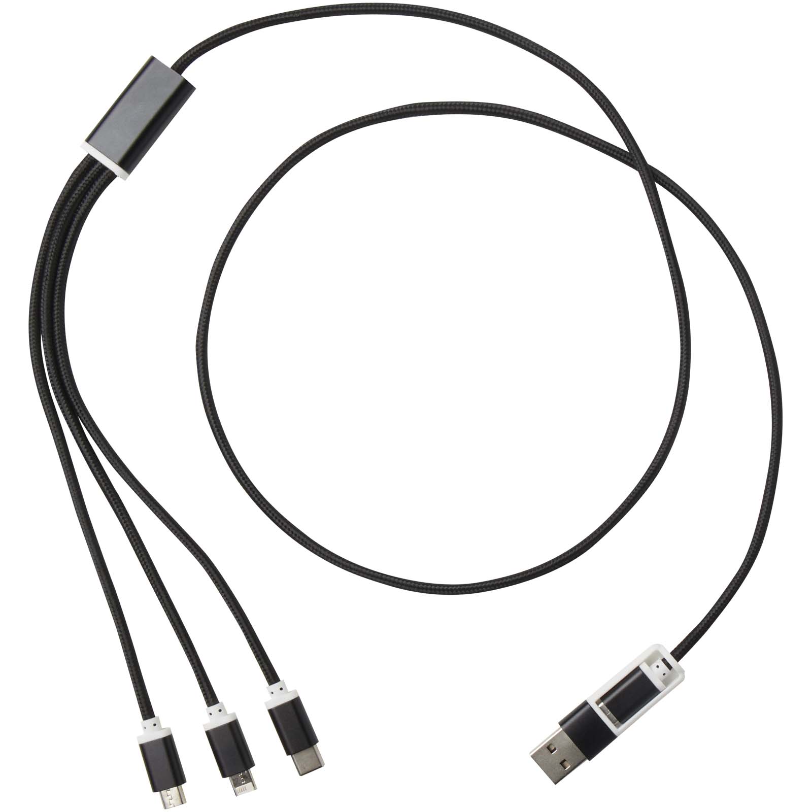 Versatile 5-in-1 Ladekabel aus recyceltem Aluminium schwarz