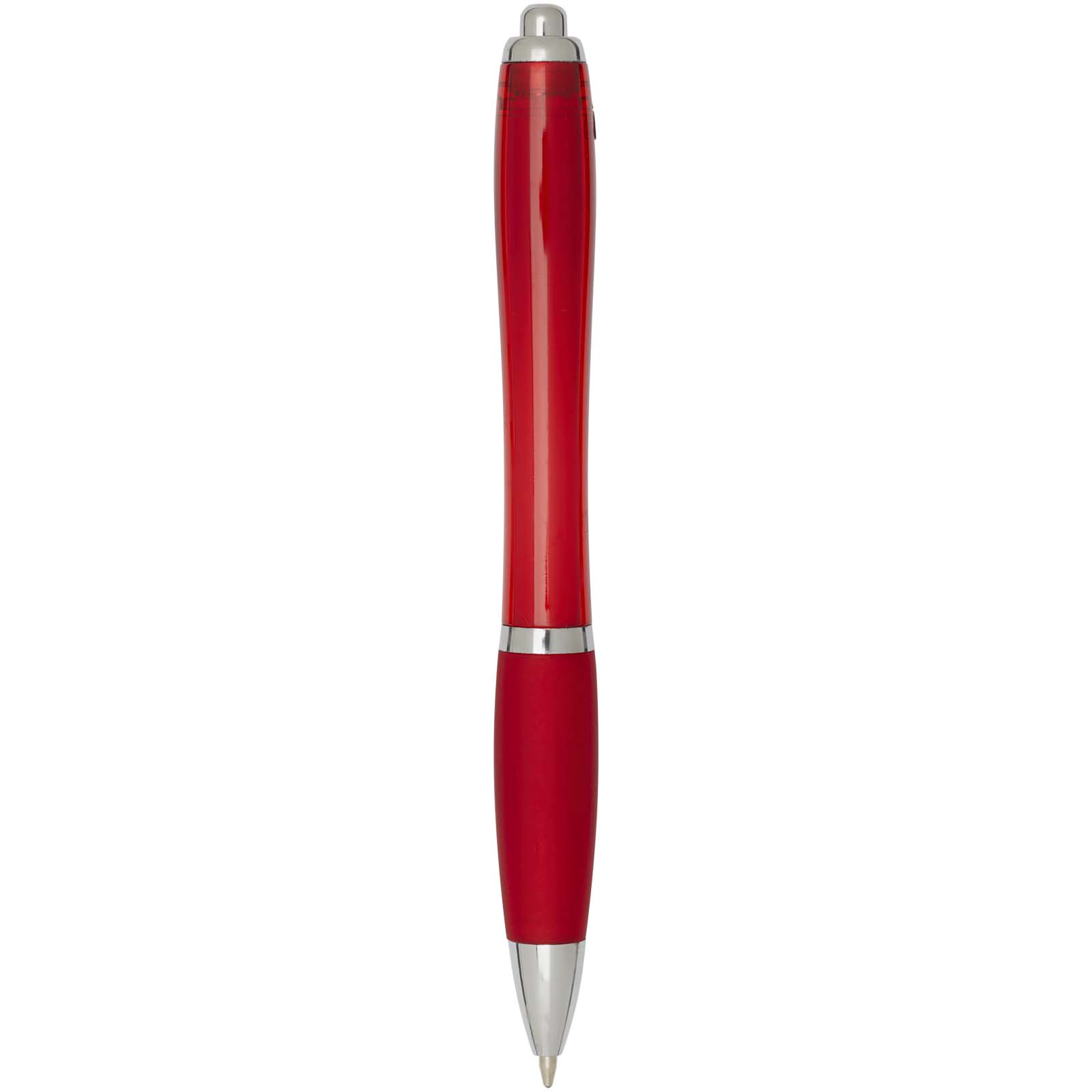 Nash RCS Kugelschreiber aus recyceltem Kunststoff mit farbigem Schaft und Griffzone (blaue Tinte) rot