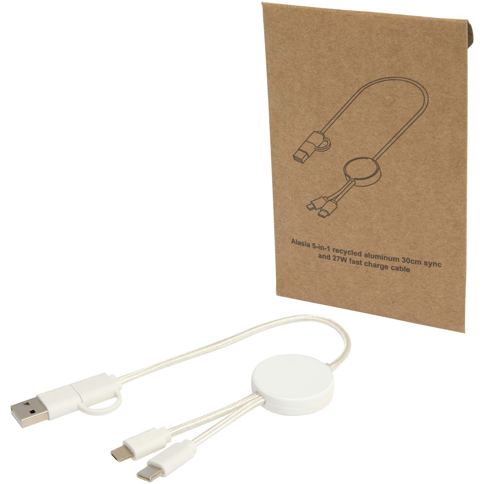 Citala 30 cm 5-in-1 Kabel aus recyceltem Kunststoff für Datenübertragung und 27W Schnellladung weiss