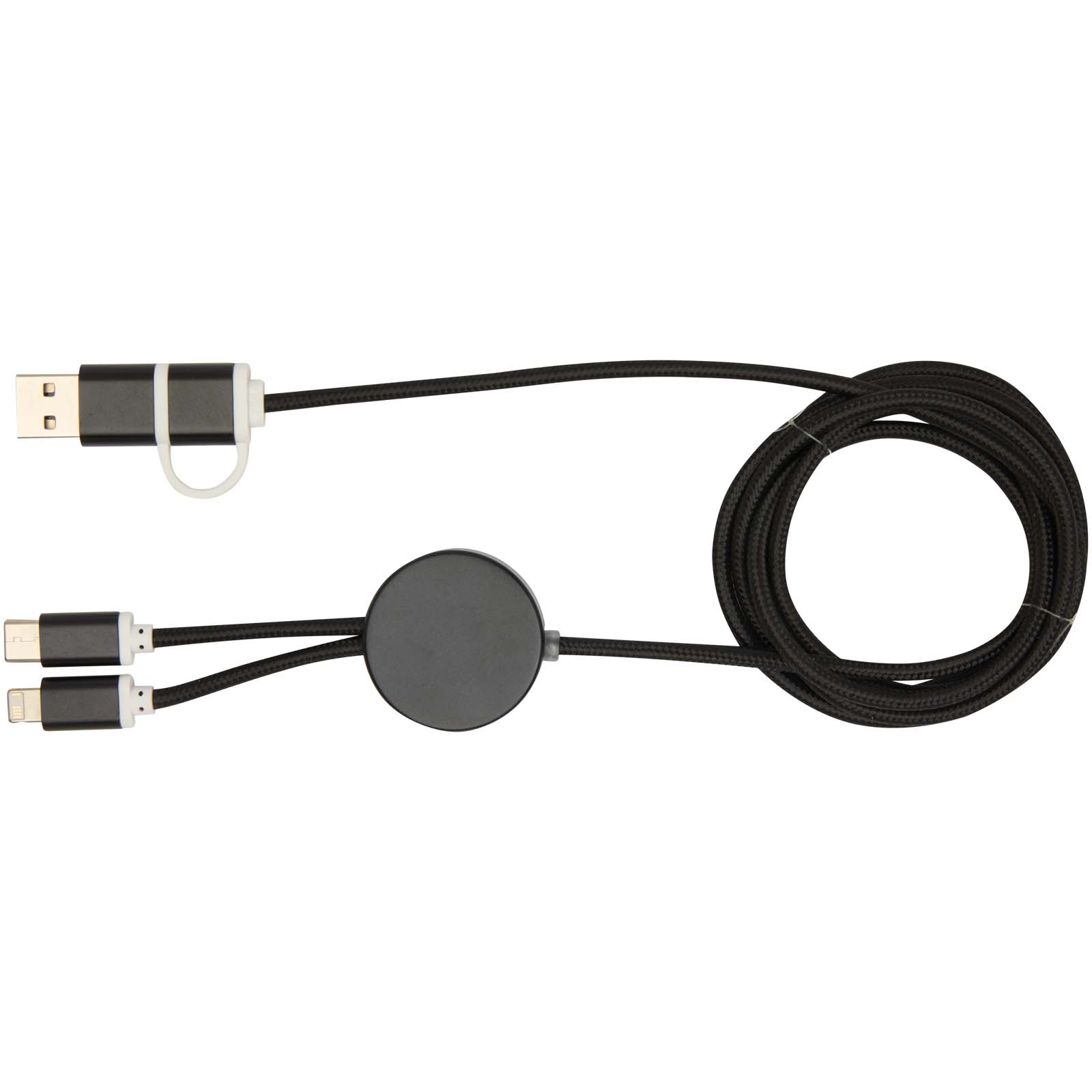 Alasia 150 cm 5-in-1 Kabel aus recyceltem Kunststoff für Datenübertragung und 27W Schnellladung schwarz