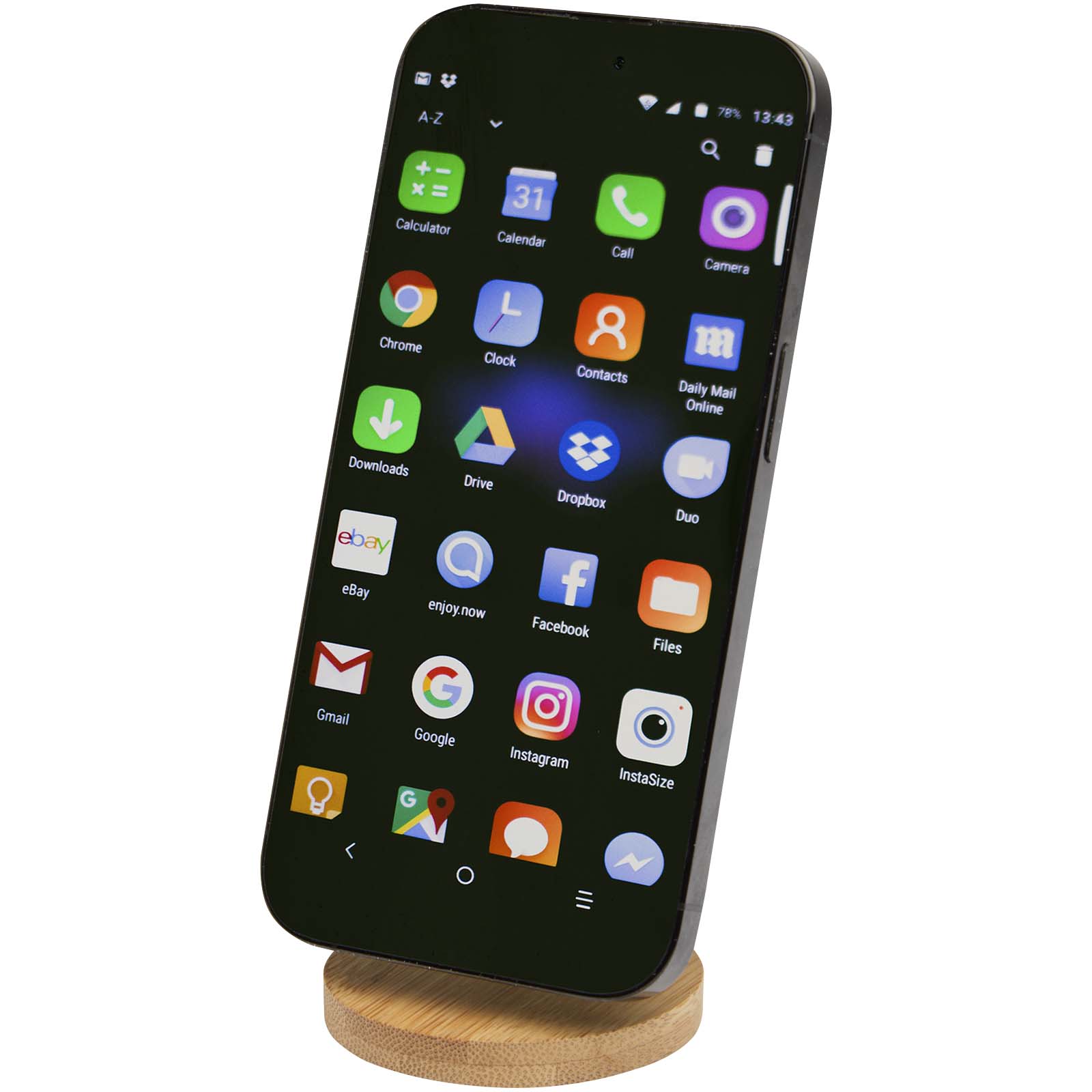 Alcor Klappbare magnetische Smartphonehalterung aus recyceltem Kunststoff mit Bambusdetails schwarz