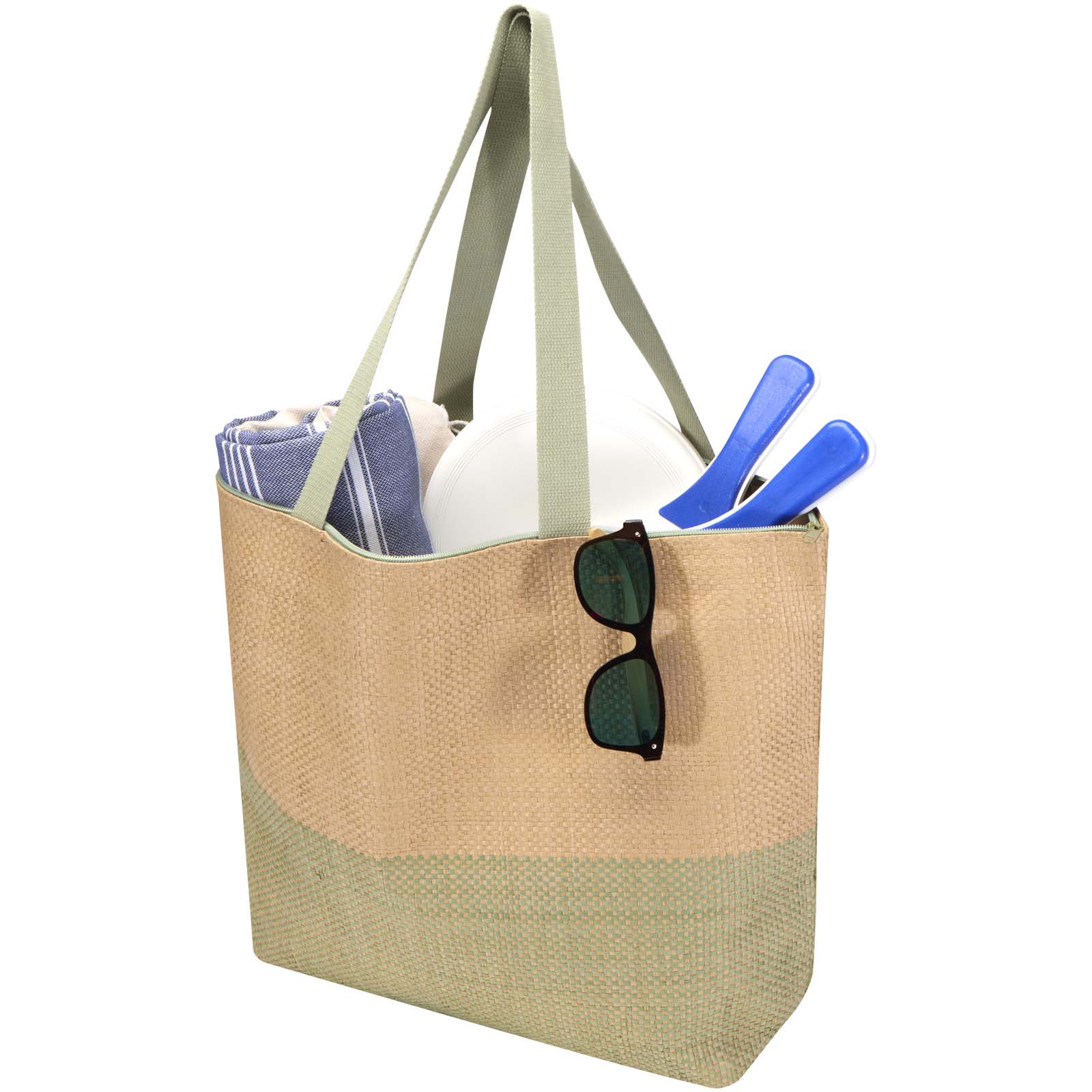 Rhythm große Strohpapier Tragetasche mit Reißverschluss, 21 l heather grün