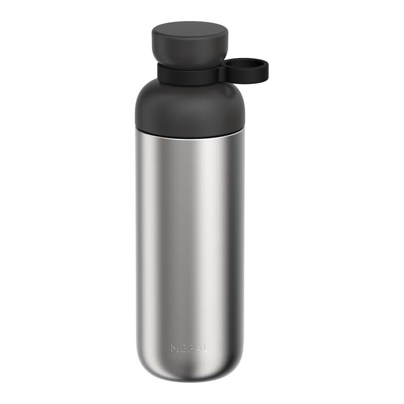 Mepal Vita 700 ml Wasserflasche aus recyceltem Edelstahl (Kohlensäure geeignet) schwarz