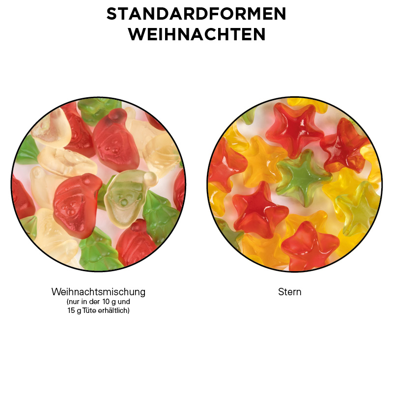 Minitüte 15 g, transparente kompostierbare Folie, Trolli Fruchtgummi Weihnachtsmischung