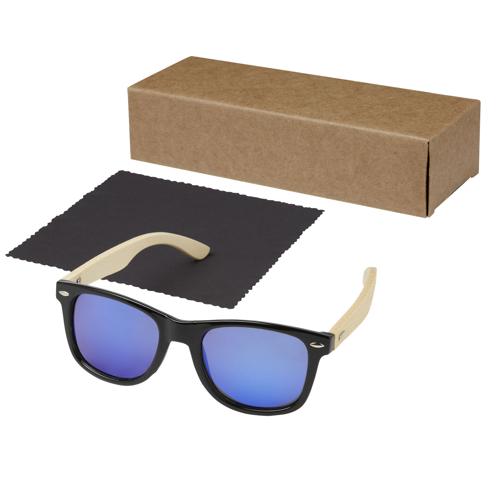 Taiyō verspiegelte polarisierte Sonnenbrille aus rPET/Bambus in Geschenkbox holz