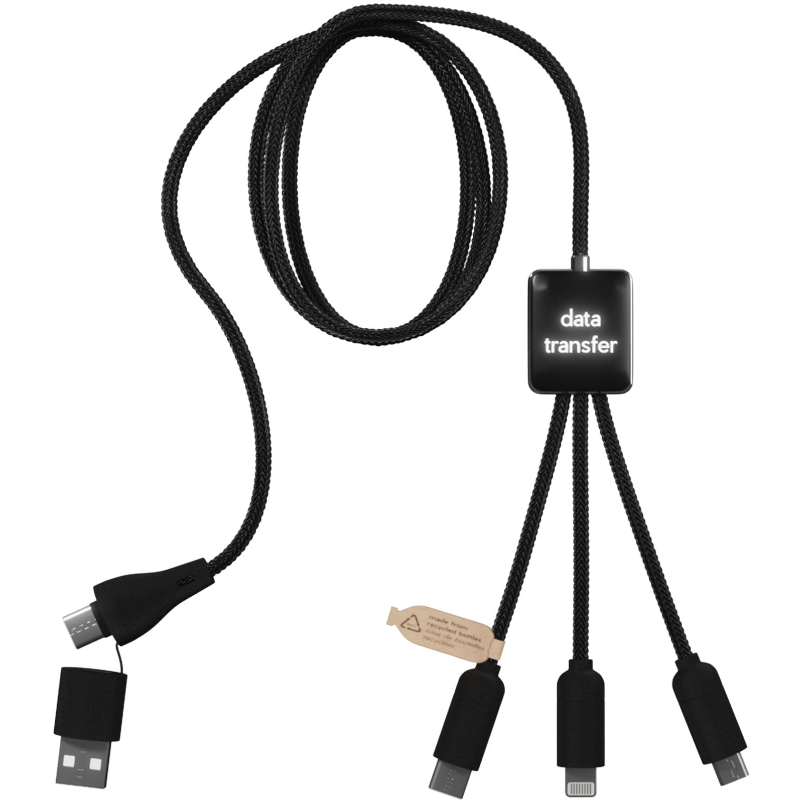 SCX.design C45 5-in-1 rPET-Ladekabel mit Datentransfer schwarz