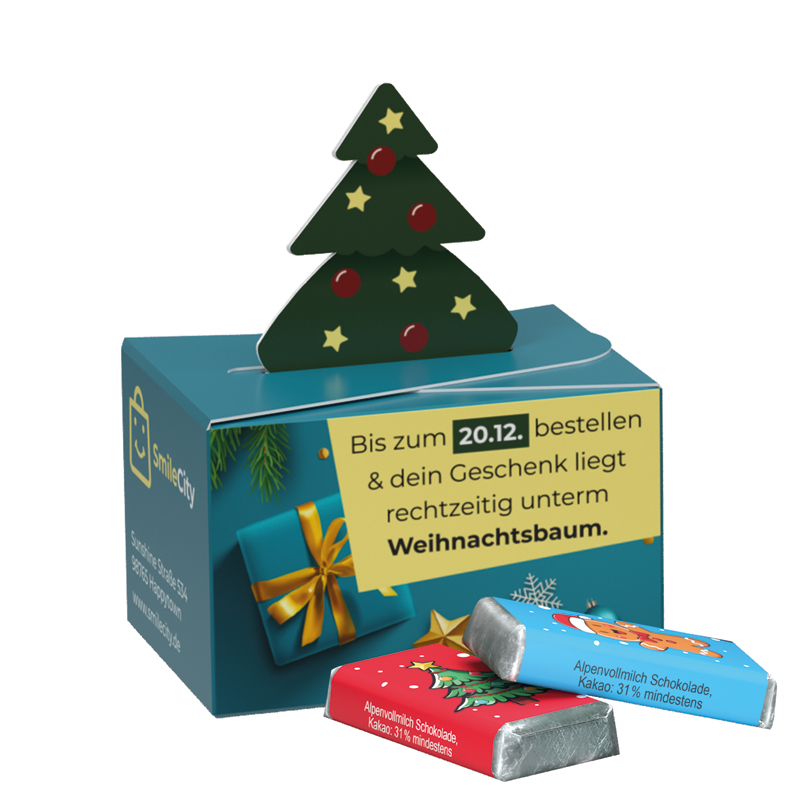 Geschenkbox Mini Tanne, Lindt LINDOR Milchkugel