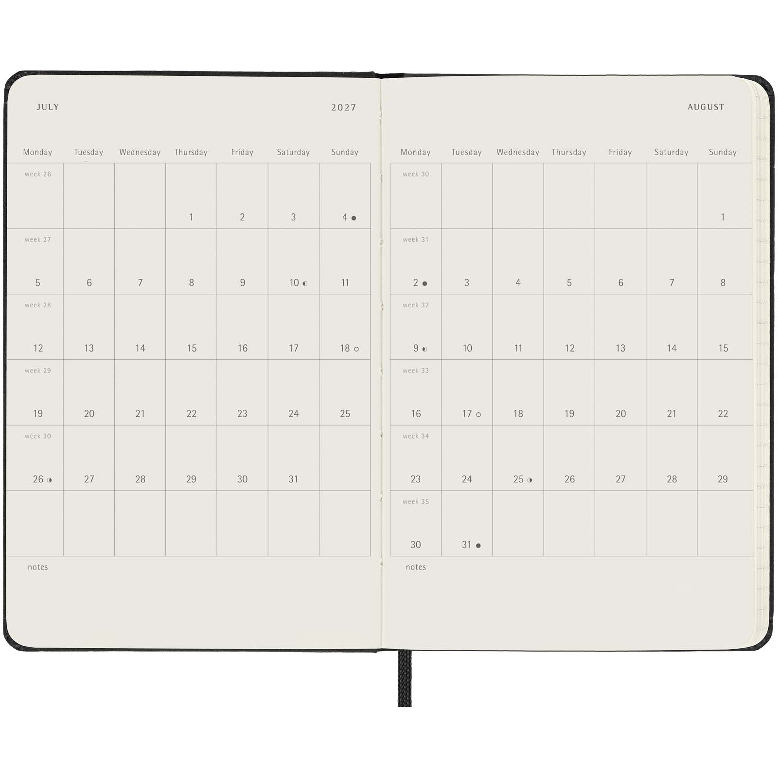 Moleskine Hardcover 12 Monate Tageskalender , Pocket-Format schwarz