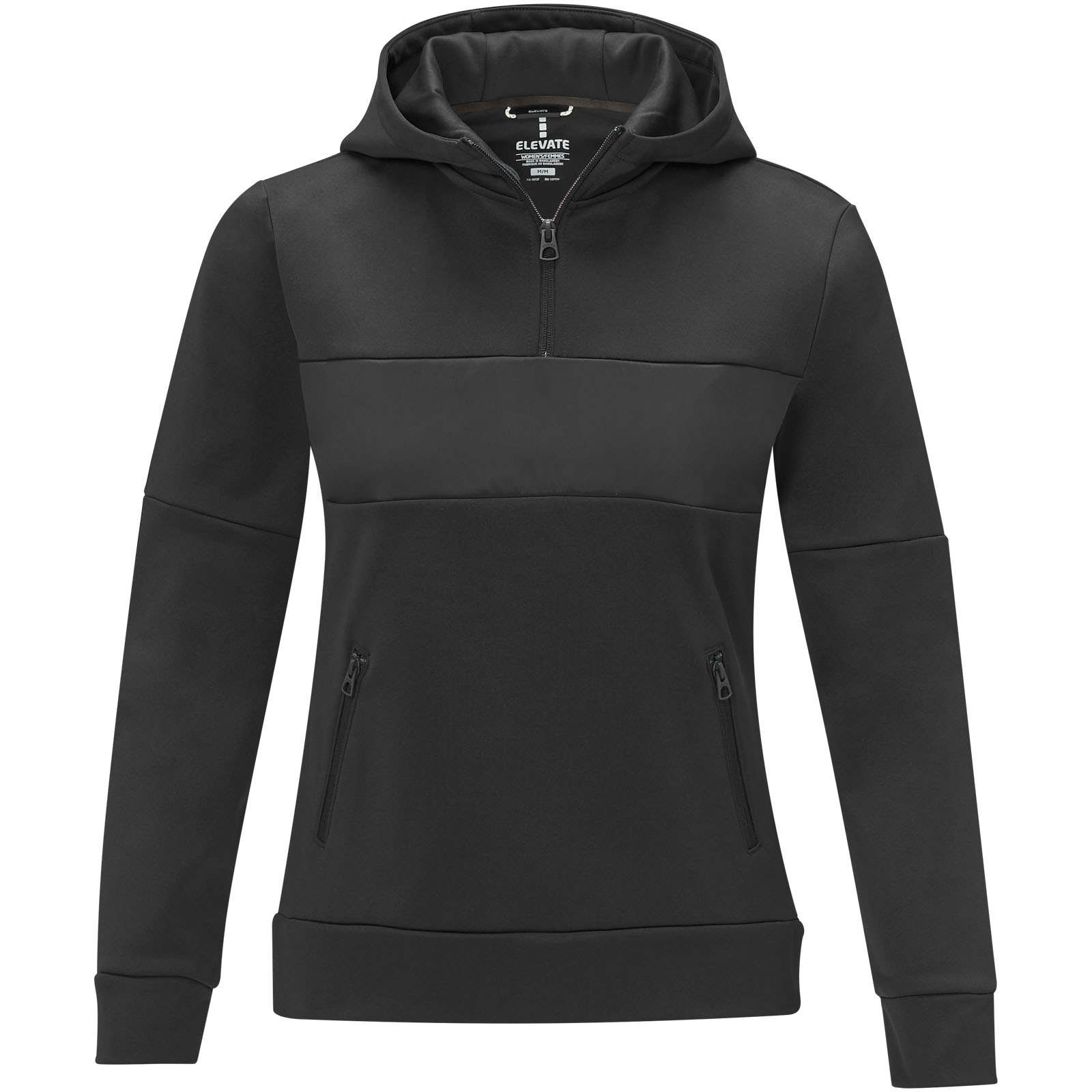 Sayan Kapuzenpullover mit halbem Reißverschluss für Damen schwarz
