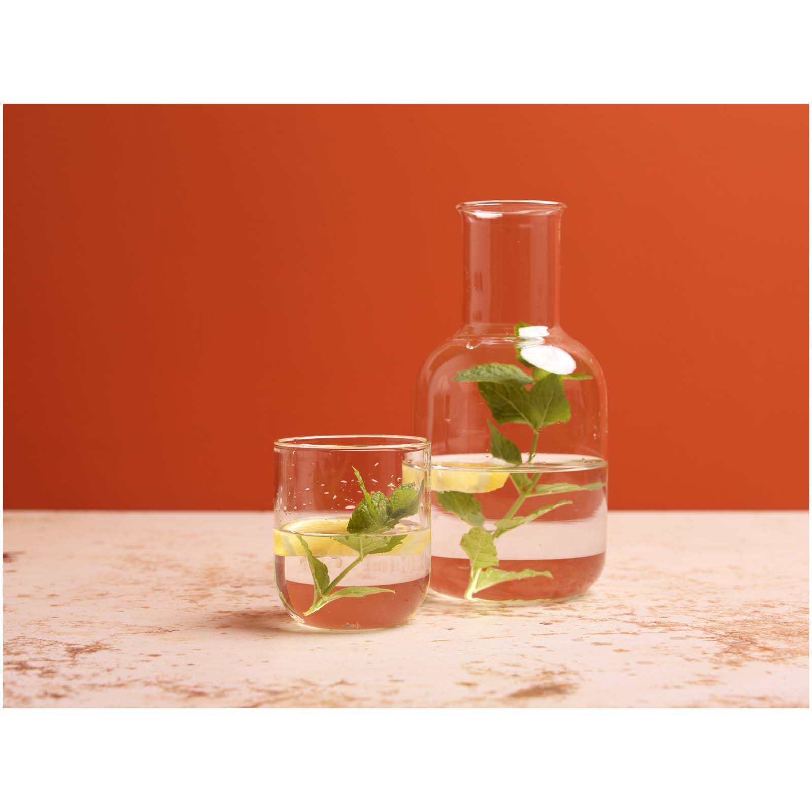 Amelie Set aus Glaskaraffe und Tasse, matt transparent