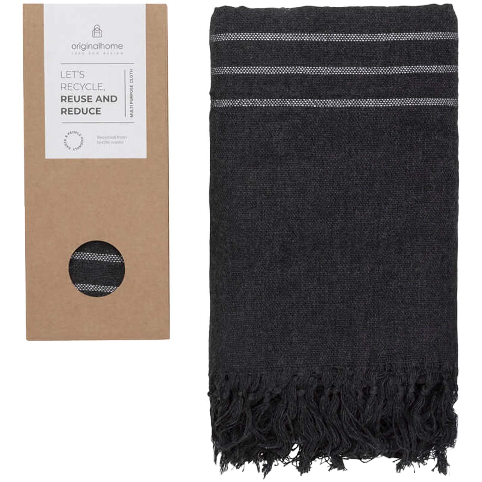 Originalhome Tuch 85 × 175 cm aus recyceltem Material schwarz