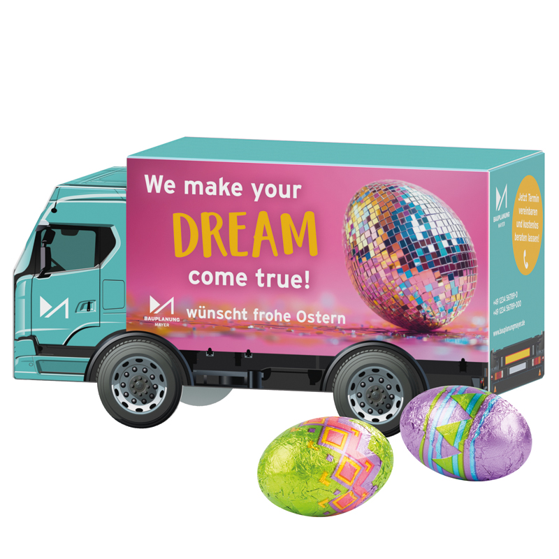3D-Präsent LKW, Klett Schoko-Ostereier