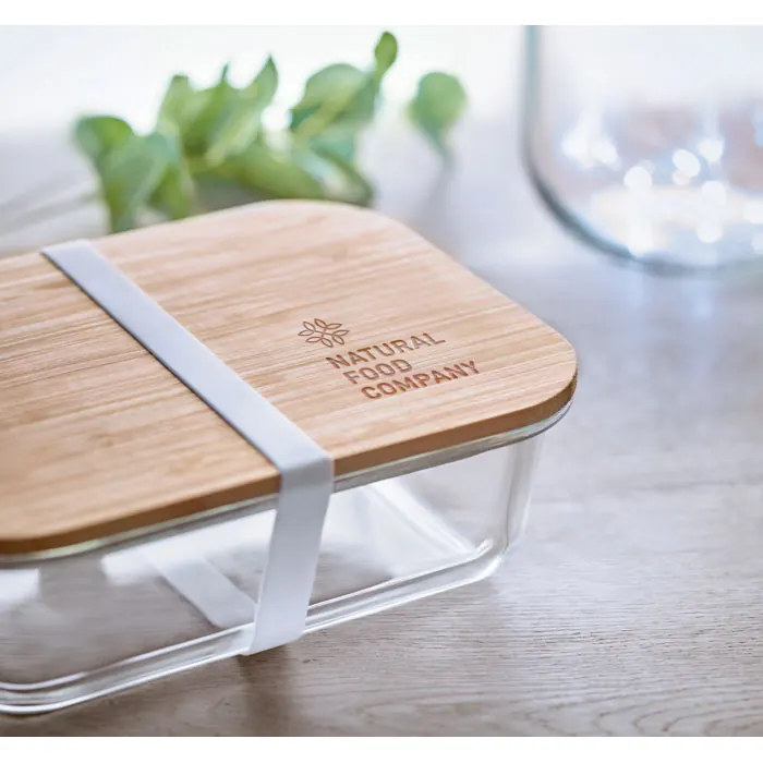 Lunchbox Glas mit Bambus