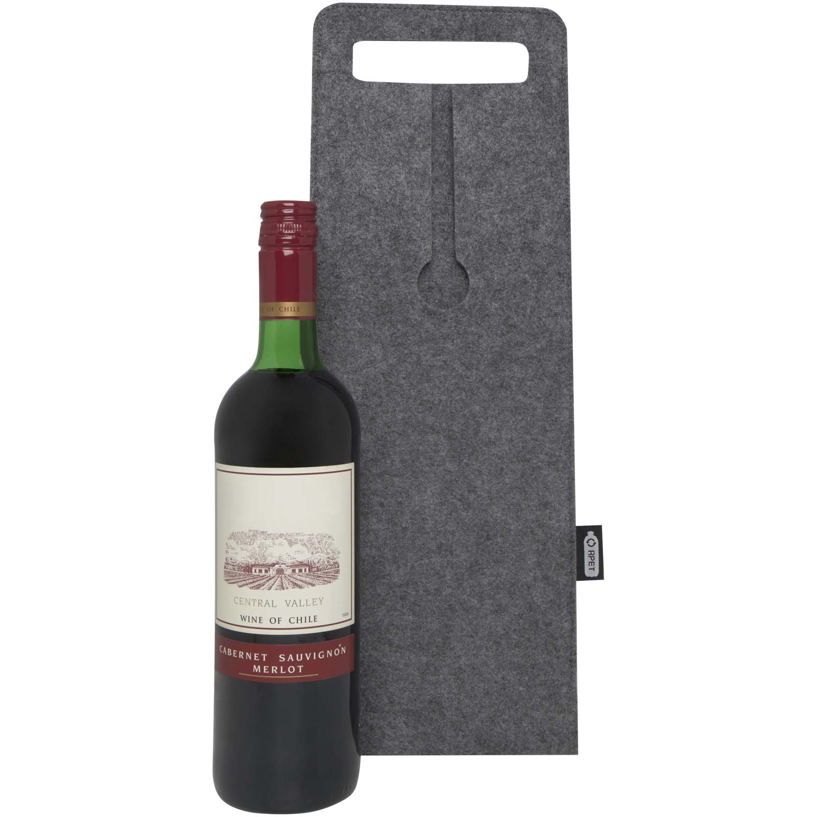 Felta 75cl Weinbeutel aus GRS recyceltem Filz mittelgrau
