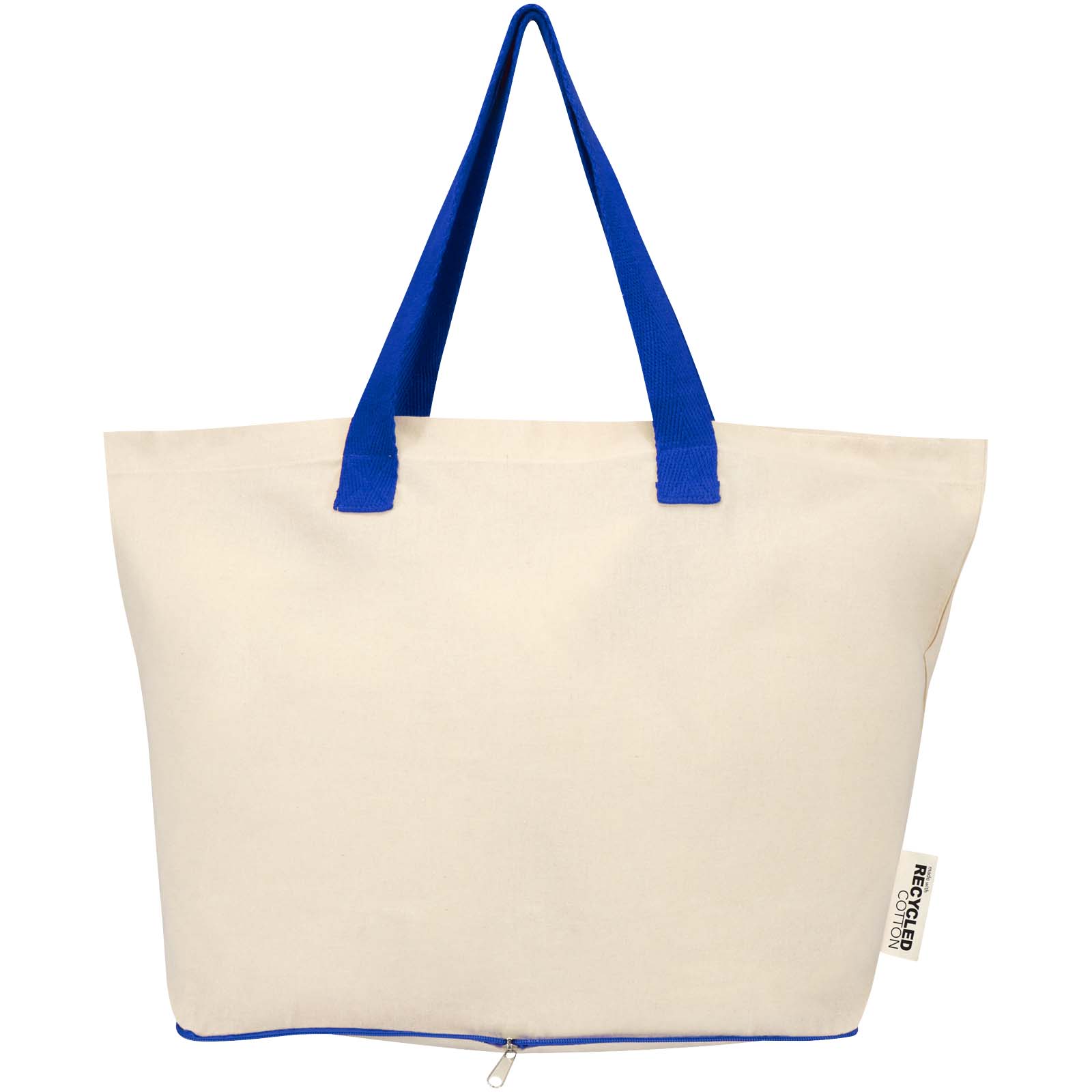 Sierra 140 g/m² Faltbare Tragetasche aus GRS recycelter Baumwolle 12L natur, royalblau