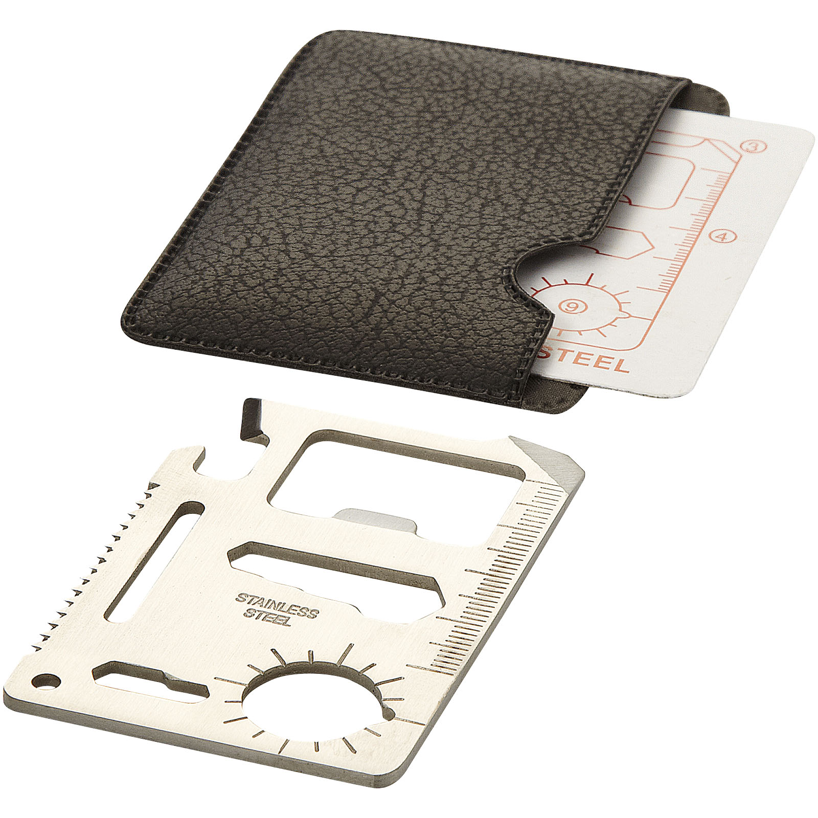 Saki Taschen Werkzeugkarte mit 15 Funktionen silber, schwarz
