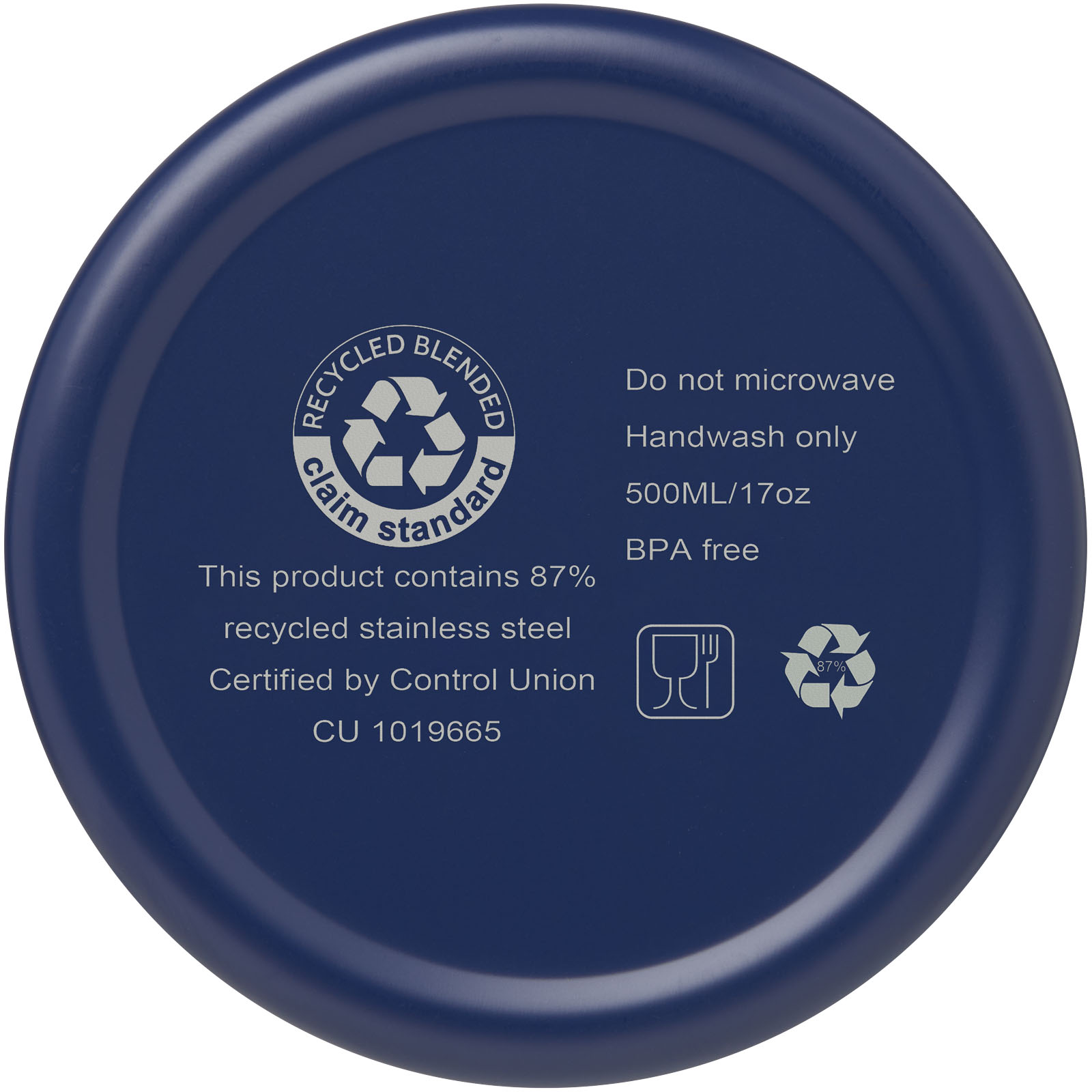 Vasa RCS-zertifizierte Kupfer-Vakuum Isolierflasche aus recyceltem Edelstahl, 500 ml blau