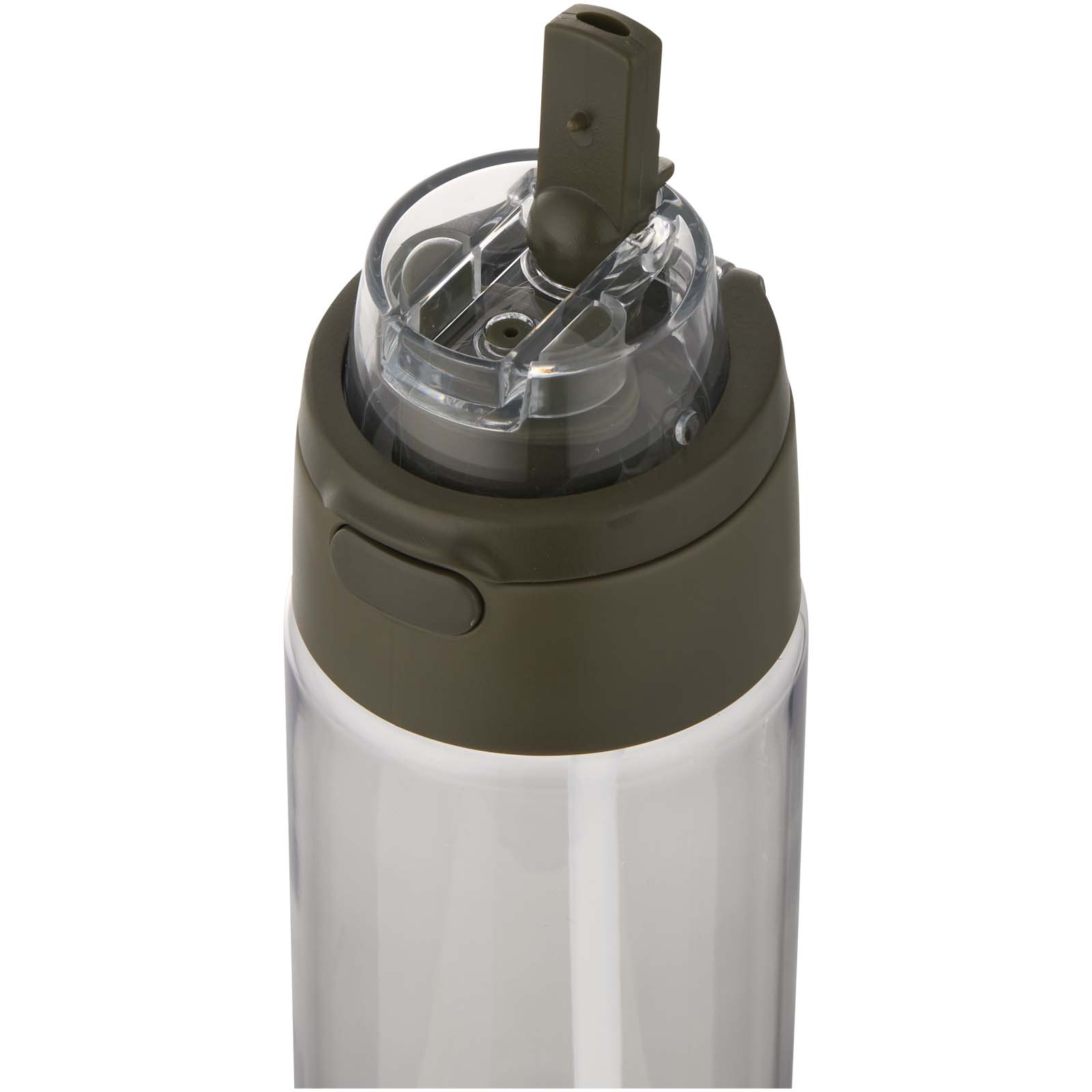 Theron 700 ml RCS Trinkflasche aus recyceltem Kunststoff mit Multifunktionsdeckel und Klappstrohhalm waldgrün