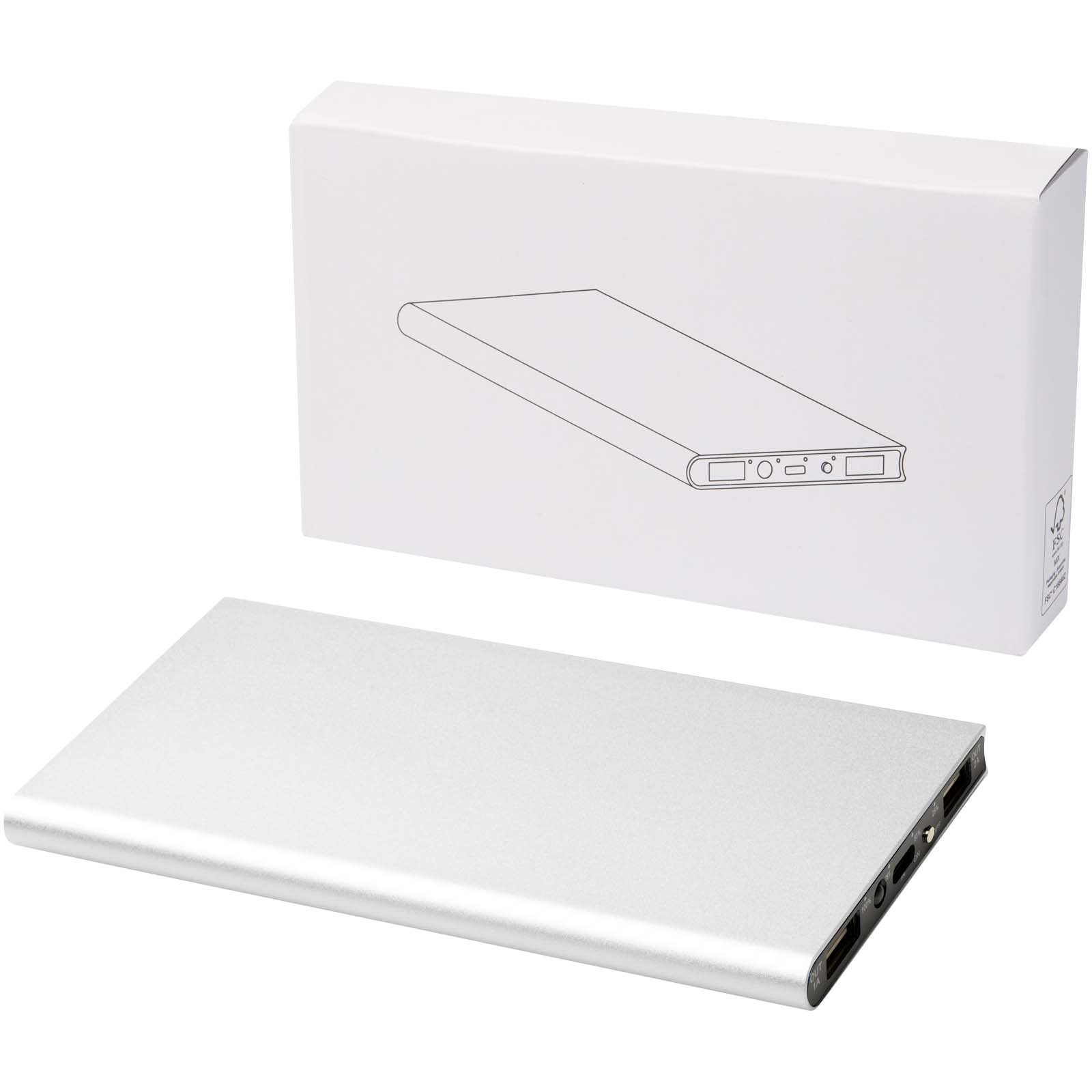 Plate 8000 mAh Aluminium-Powerbank silber
