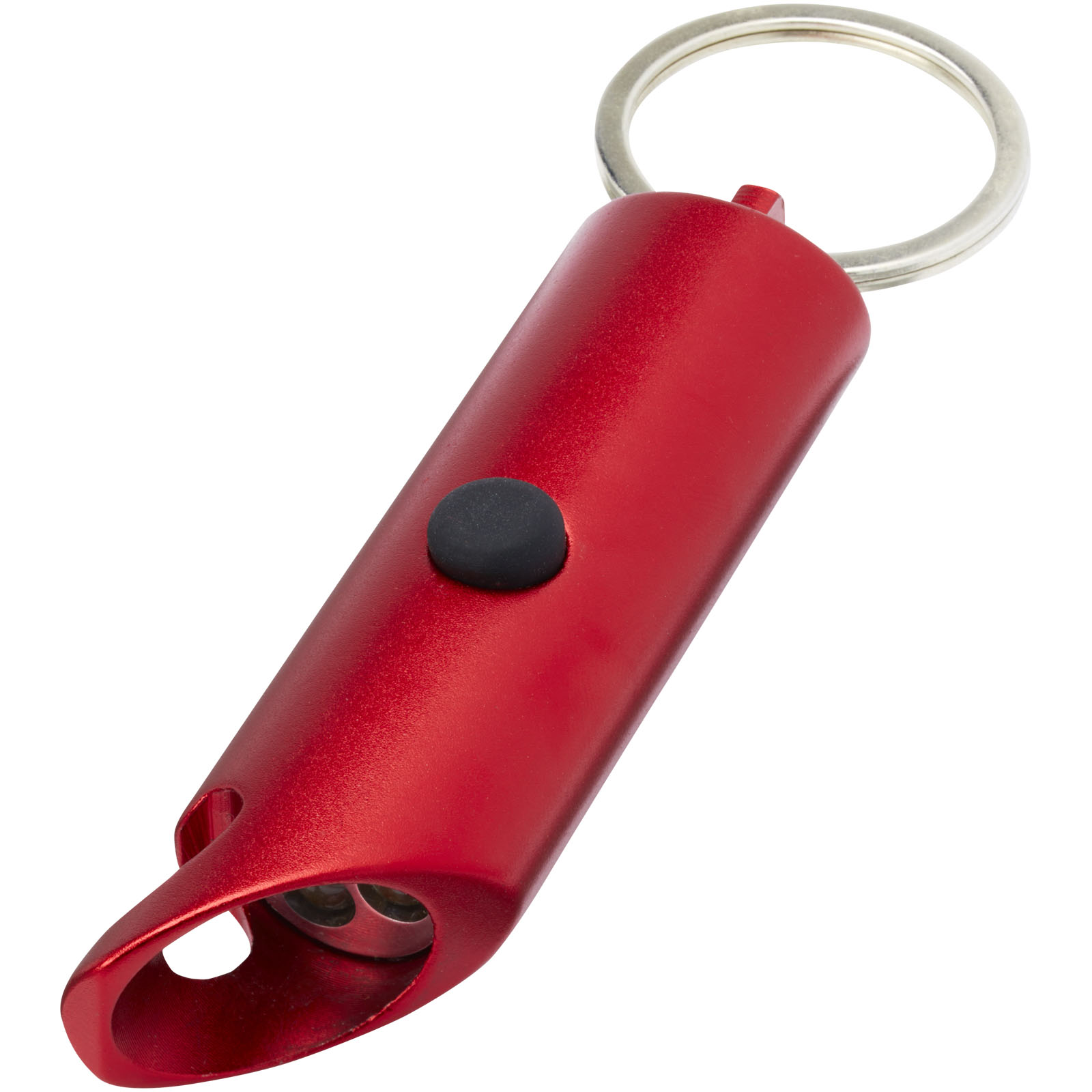 Flare IPX-LED-Lampe und Flaschenöffner aus recyceltem Aluminium mit Schlüsselanhänger rot
