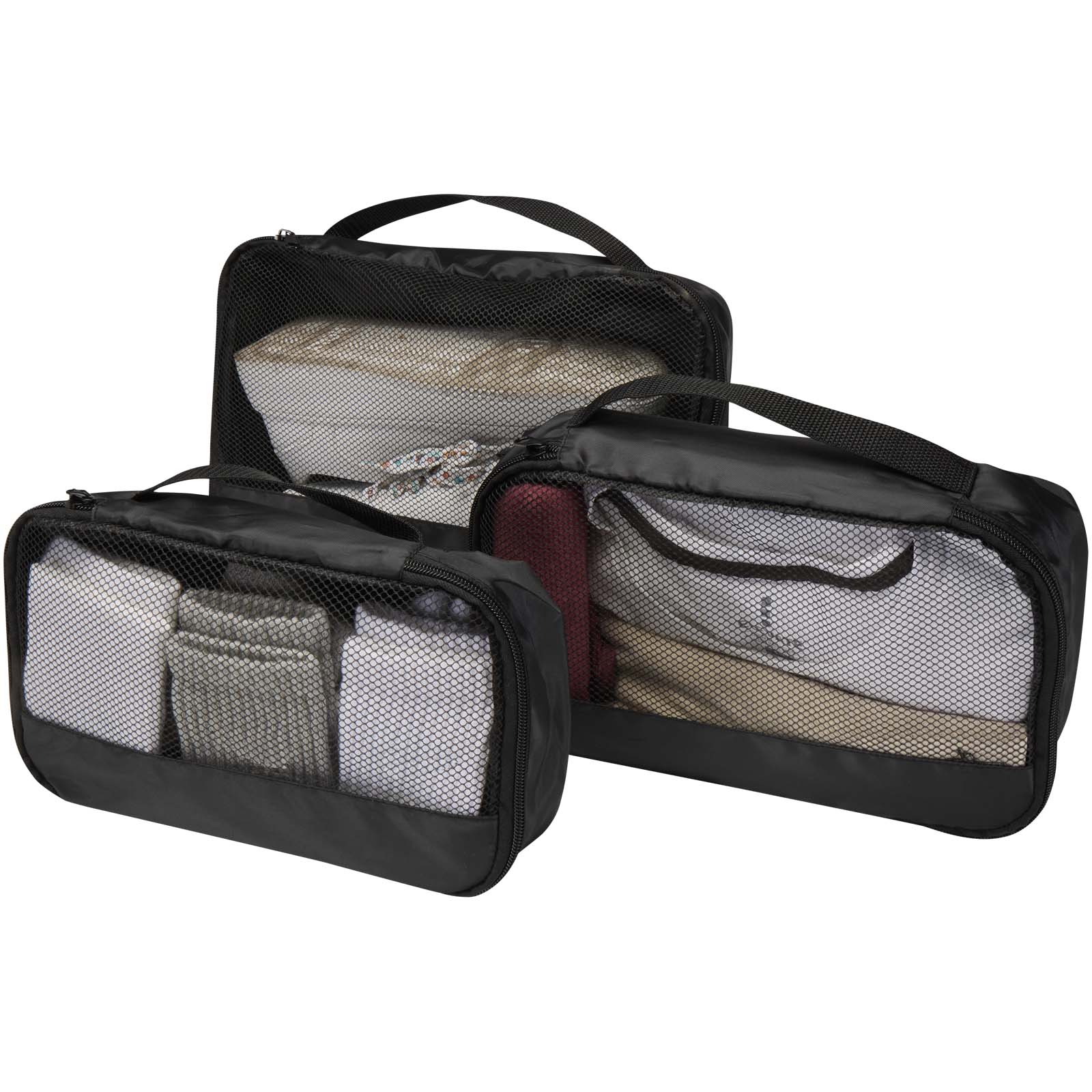 Jet GRS recycelte Packwürfel – 3er-Set schwarz