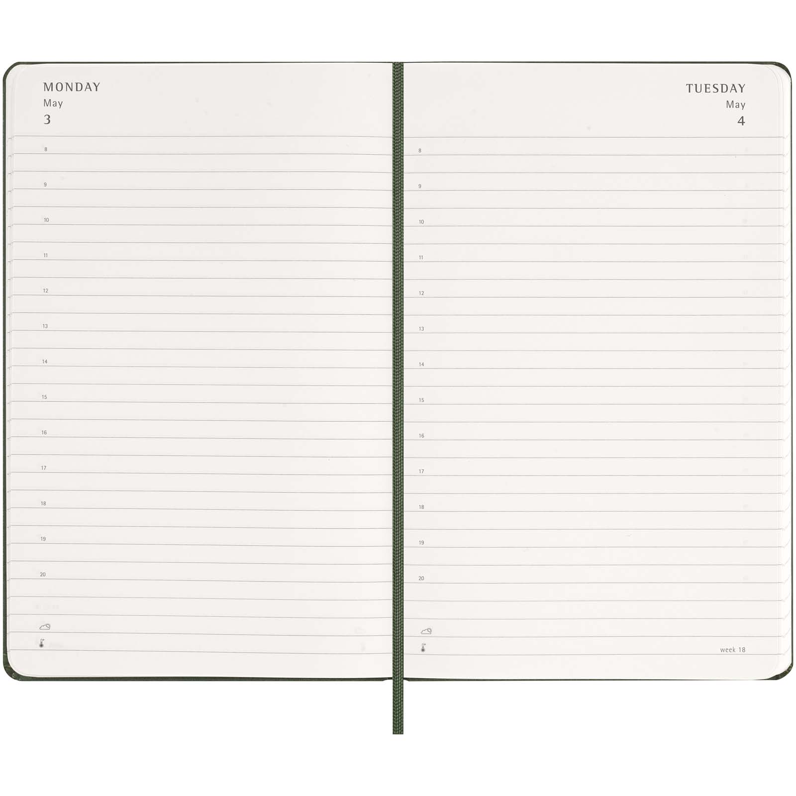 Moleskine Hardcover 12 Monate Tageskalender myrtengrün