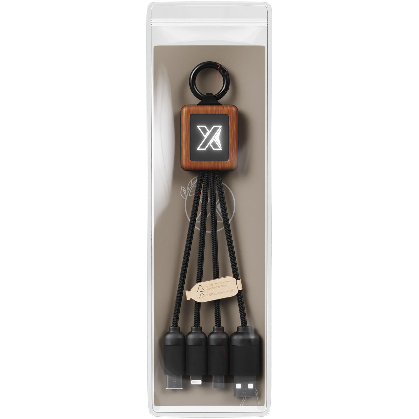 SCX.design C19 20W Easy to Use Kabel aus Holz mit Leuchtlogo holz, schwarz