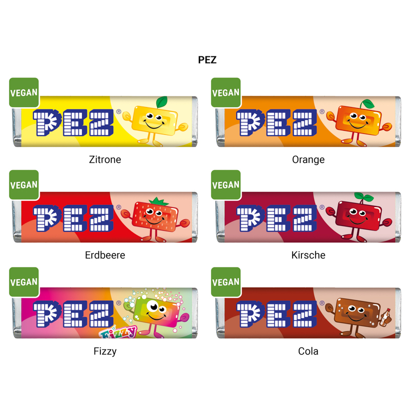 Werbekarte Visitenkartenformat, PEZ Bonbonriegel Zitrone